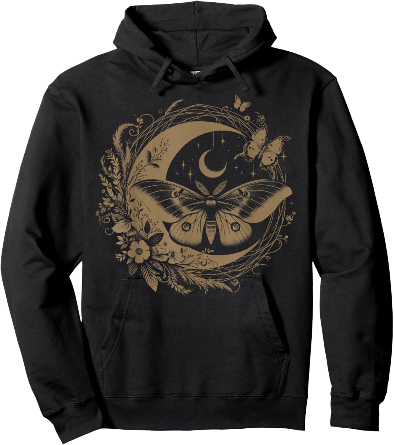Cute Fairycore Floral Moth Aesthetic Girls Women Graphic Hoodie - Hoodie | Black