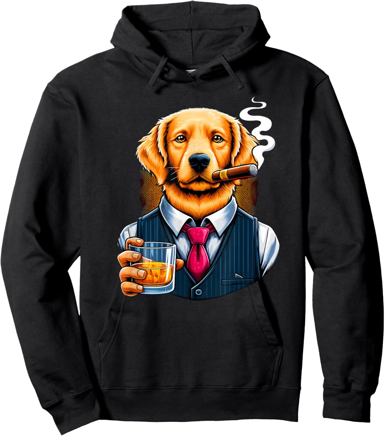 Golden Retriever dog Cigar And Whiskey Hoodie - Hoodie | Black