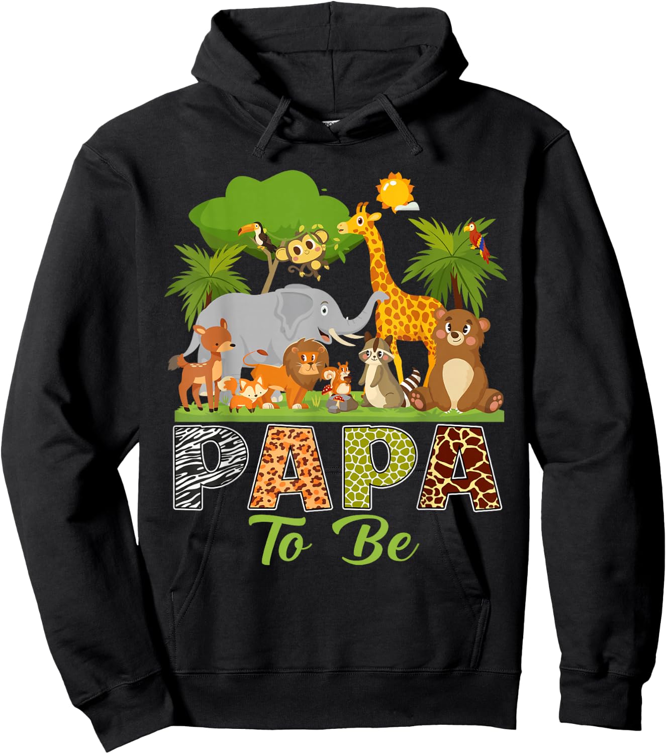 Soon To Be Papa Jungle Animal Safari Baby Announcement Hoodie - Hoodie | Black