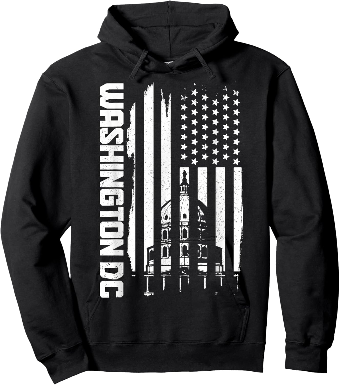 Washington D.C. USA American Flag Patriotic Vintage Hoodie - Hoodie | Black