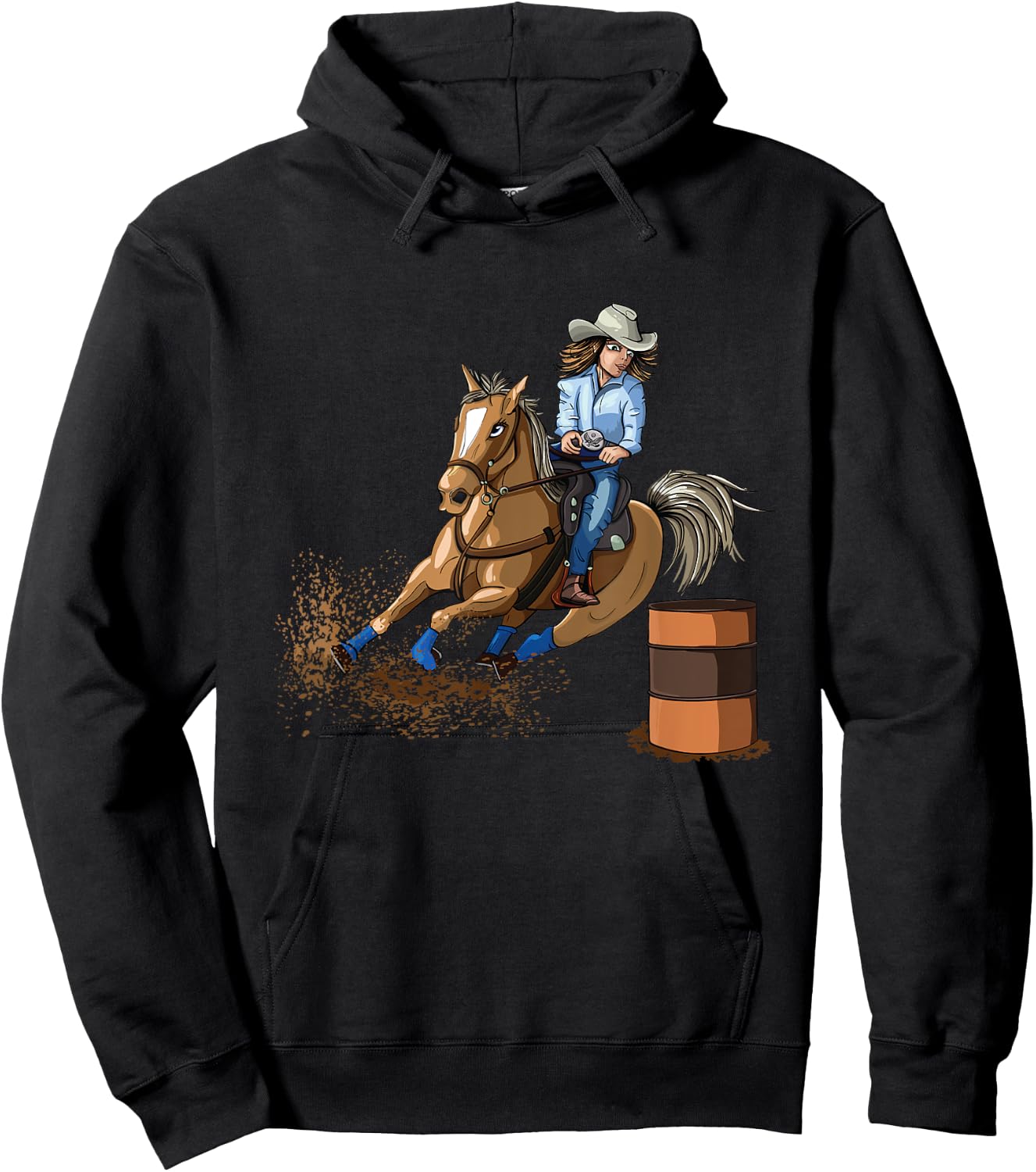 Barrel Racing Horse Country Western Riding Girl Kid Hoodie - Hoodie | Black