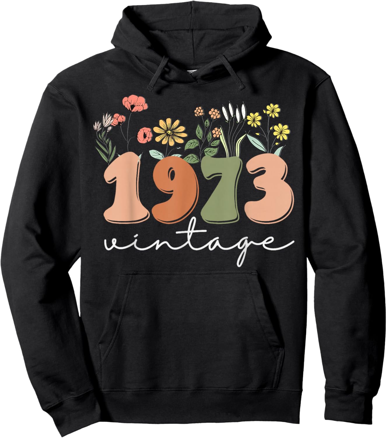 50 Years Old Vintage 1973 50th Birthday Wildflower Women Hoodie - Hoodie | Black