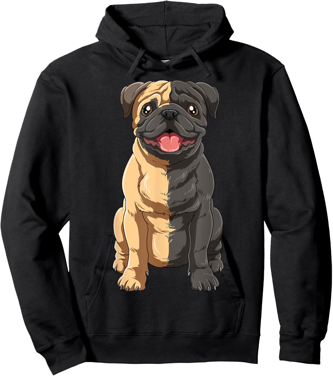 Half Black Pug Half Fawn Pug Black And White Pug Lovers Hoodie - Hoodie | Black