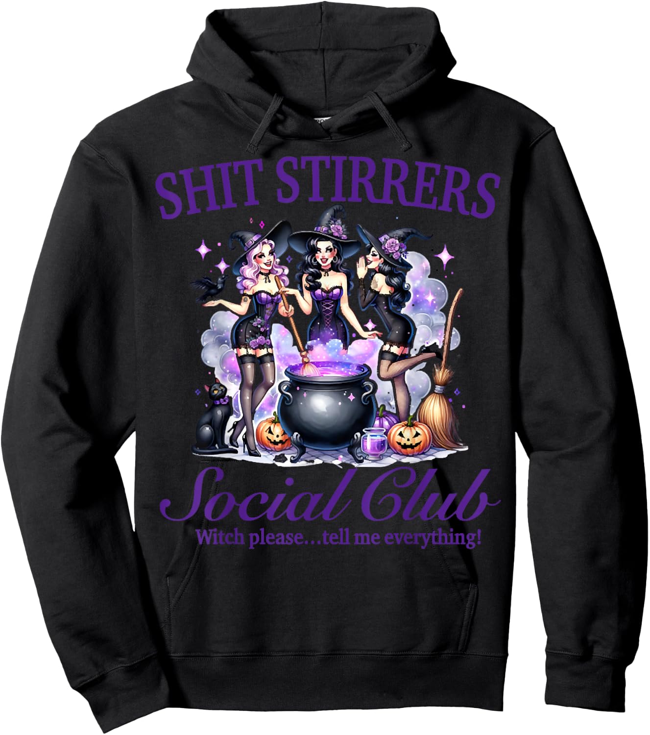 Shit Stirrers Social Club Purple Witches Halloween Outfit Hoodie - Hoodie | Black