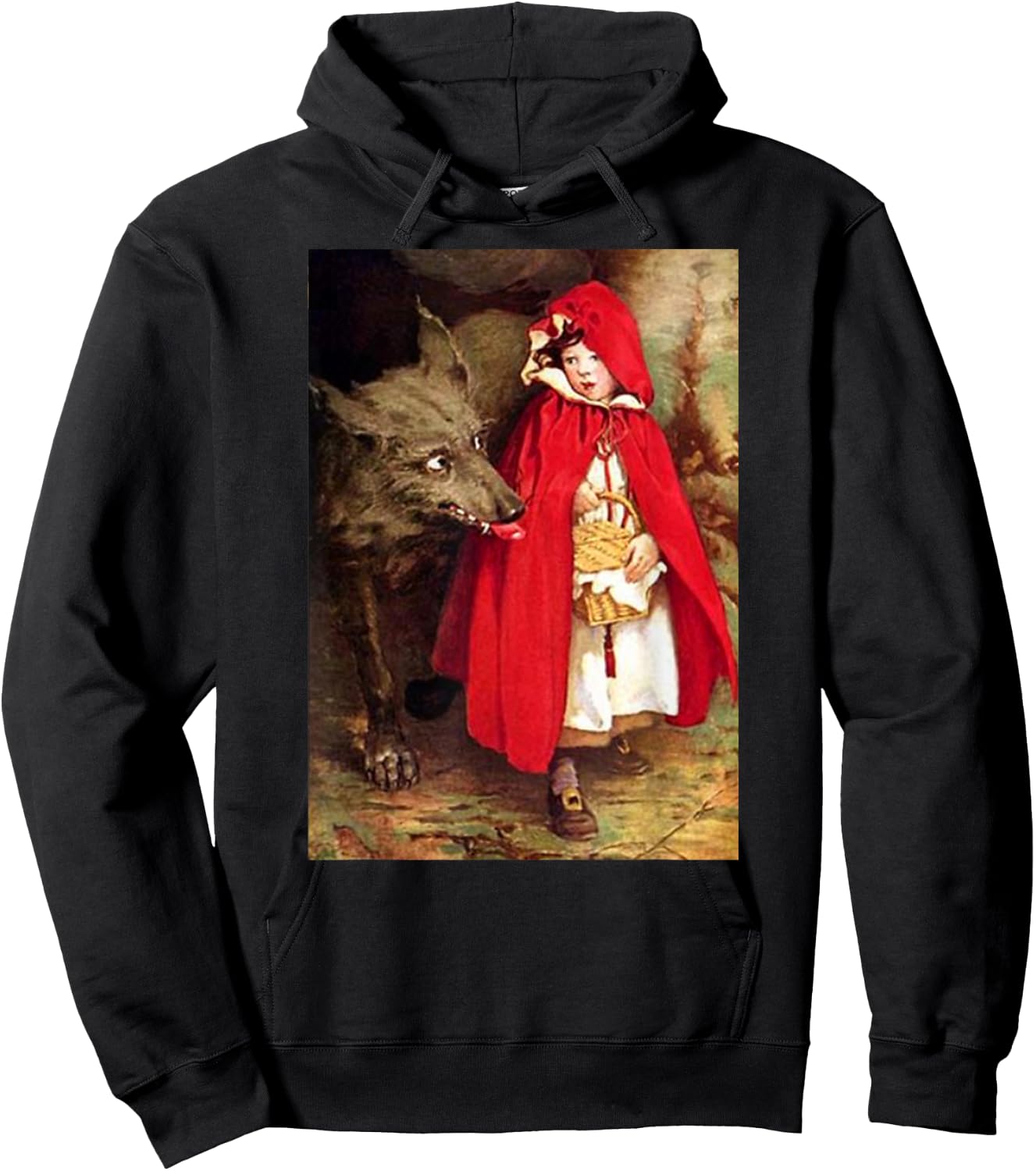 Vintage Fairytales Bad Wolf and Little Red Riding Hood Hoodie - Hoodie | Black