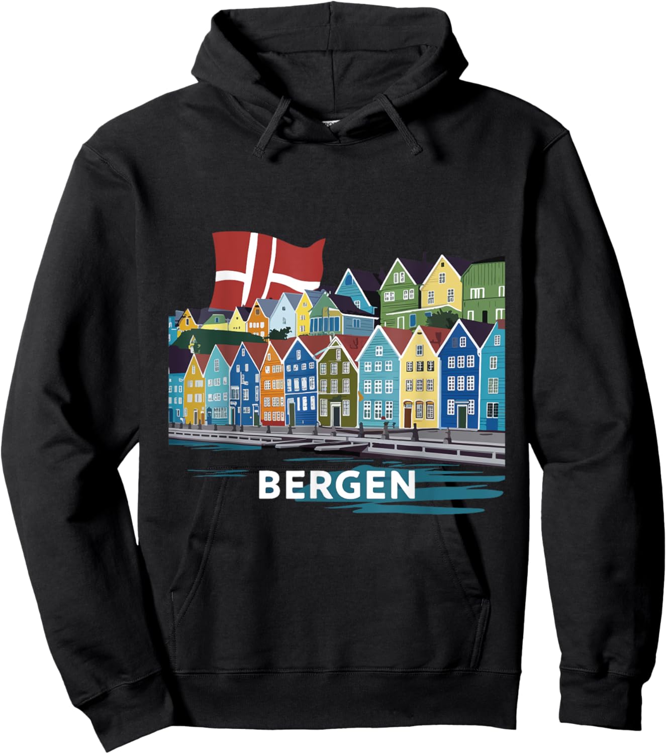 Fjord Bergen Norway Costume Fjords of Norway Harbor City Hoodie - Hoodie | Black
