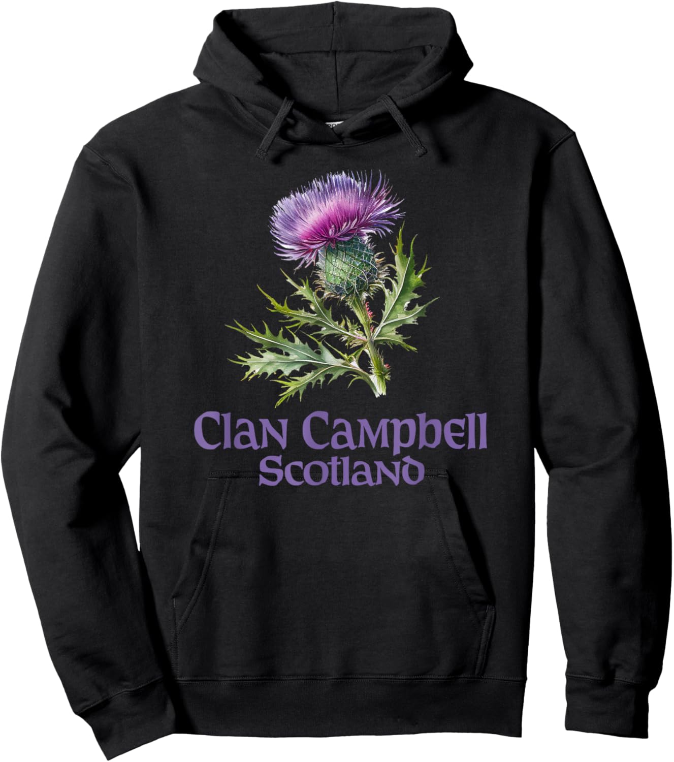 Utopia Sport Clan Campbell Shop Clan Campbell Scotland Watercolor Thistle Hoodie - Hoodie | Black