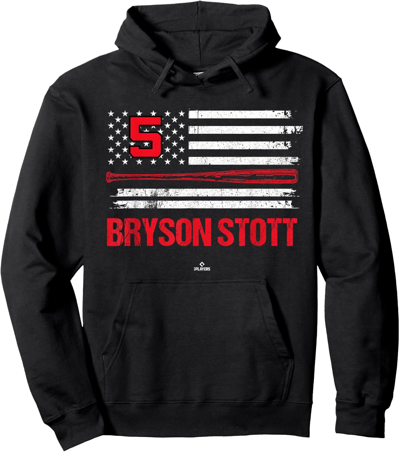 USA Flag Bat Bryson Stott Philadelphia Baseball MLBPA Hoodie - Hoodie | Black
