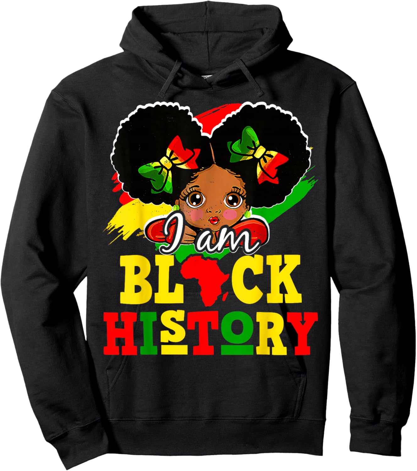 I Am Black History Month Cute Messy Bun Girl Kids Toddlers Hoodie - Hoodie | Black