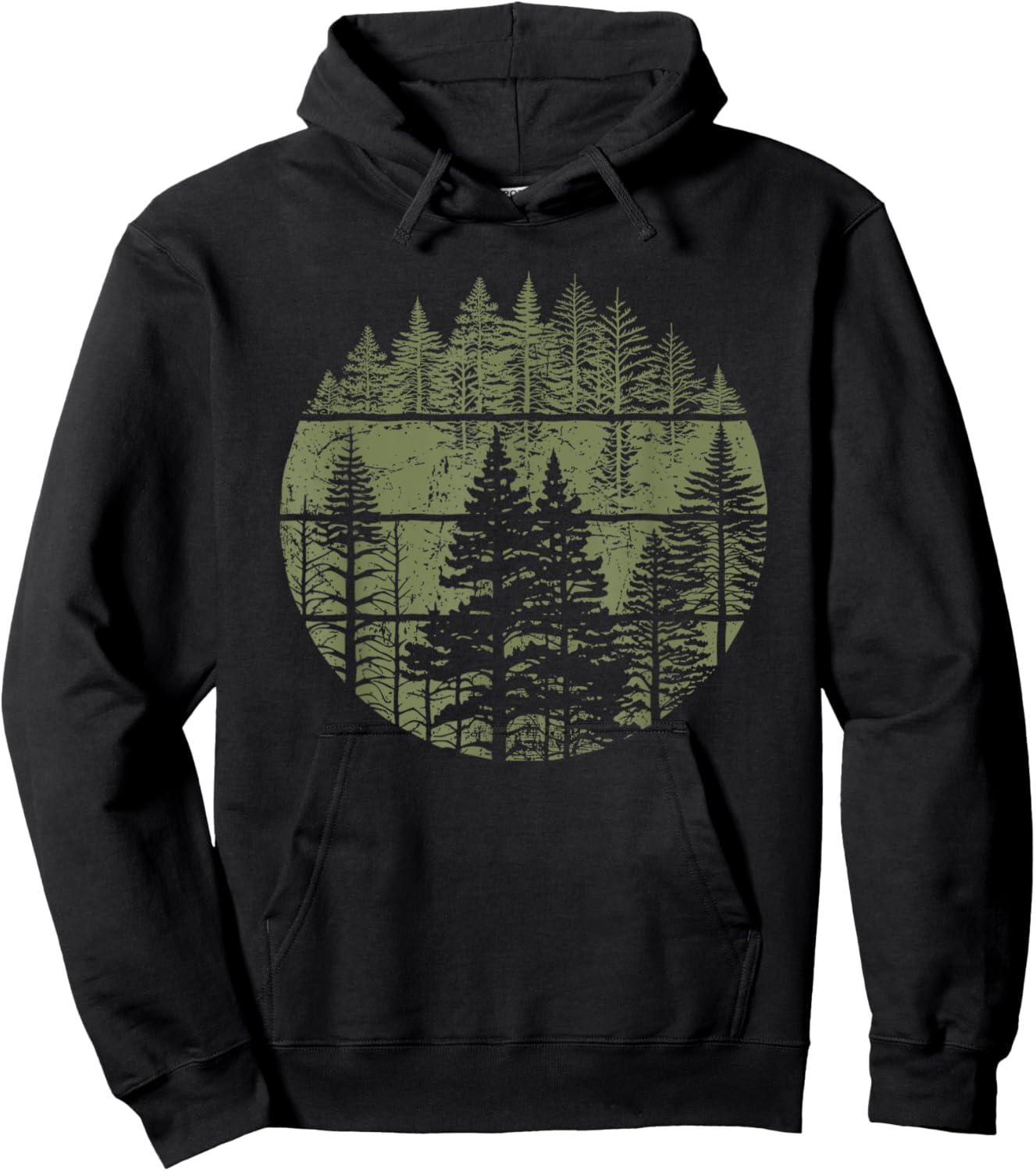 Retro Forest Trees Outdoors Nature Women Men Vintage Graphic Hoodie - Hoodie | Black