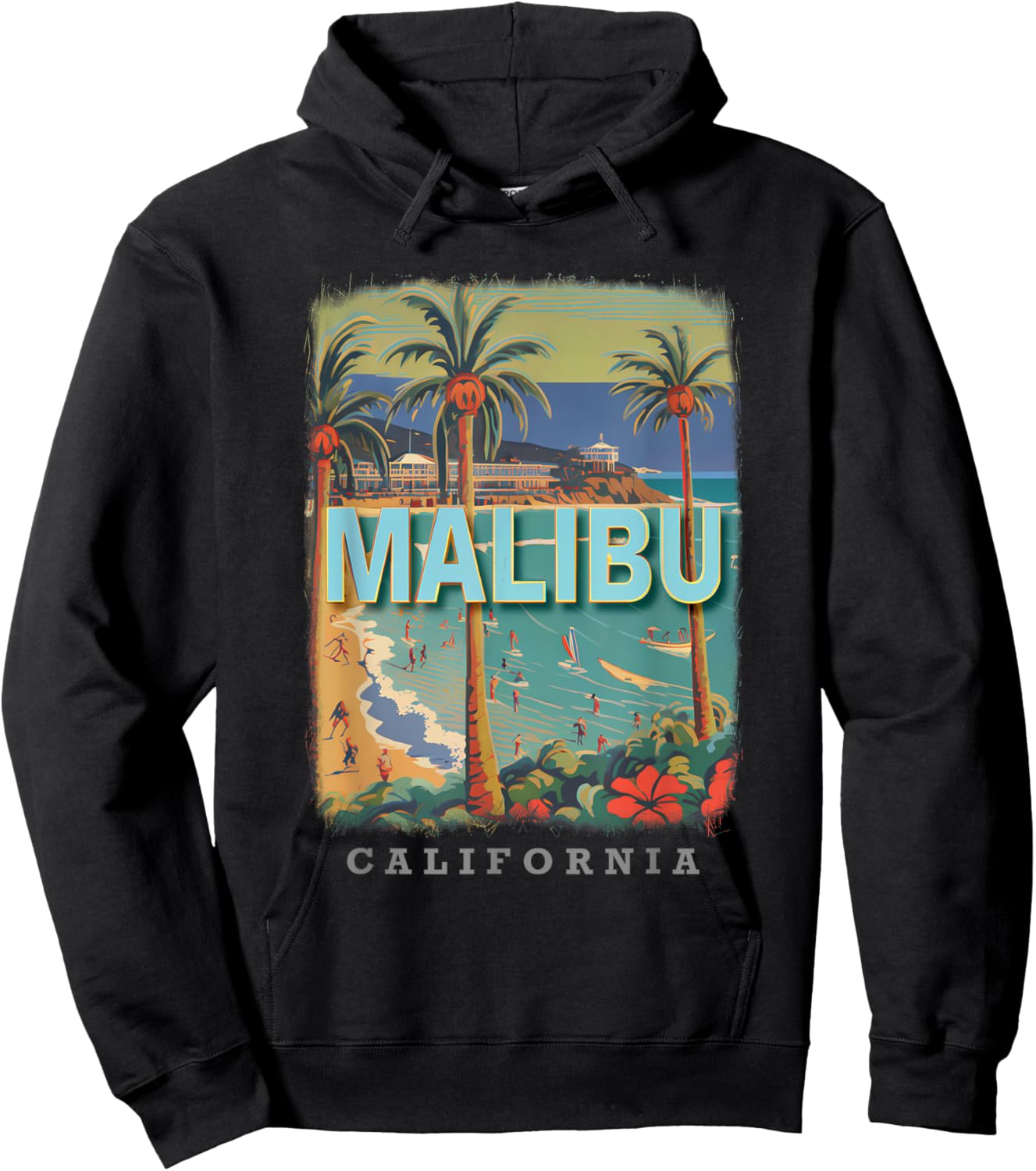 Malibu California CA Surfer's Paradise SD564 Hoodie - Hoodie | Black