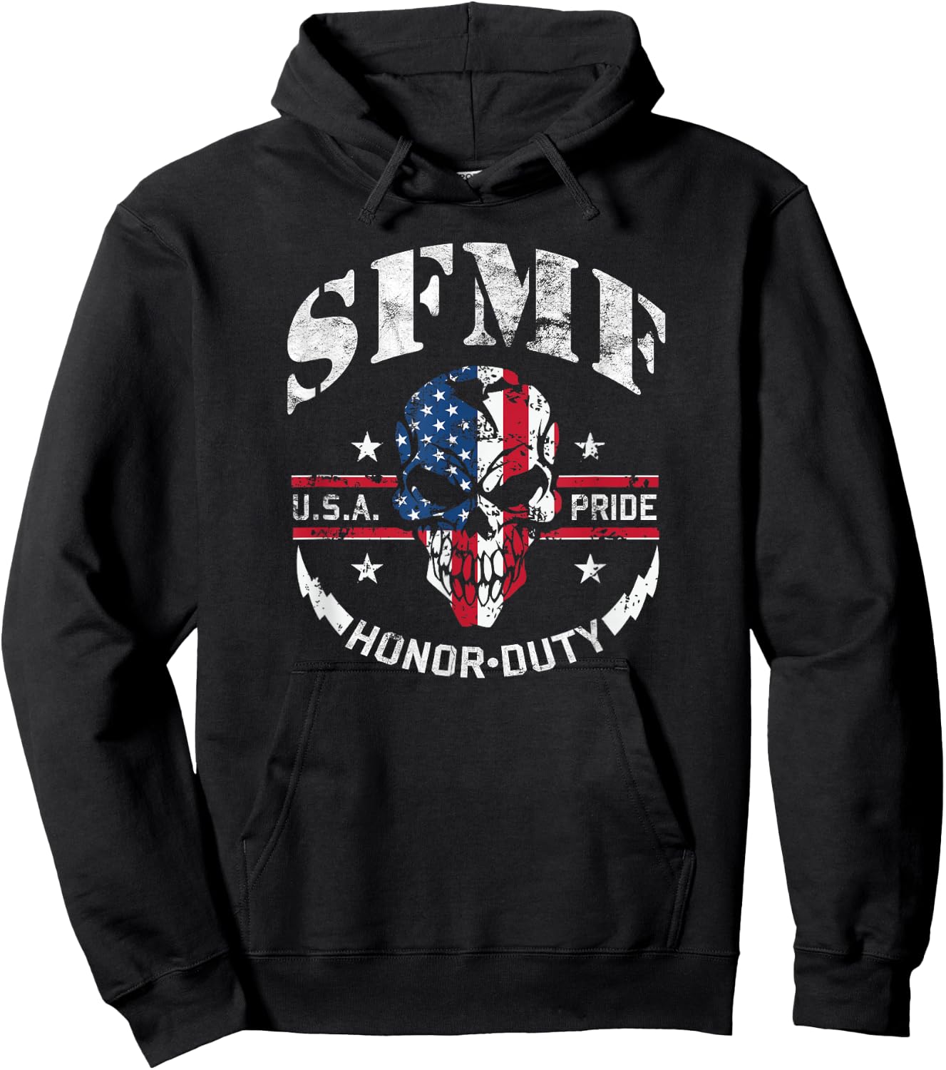 SFMF Skull USA Flag Military Weapon Guns America Hoodie - Hoodie | Black