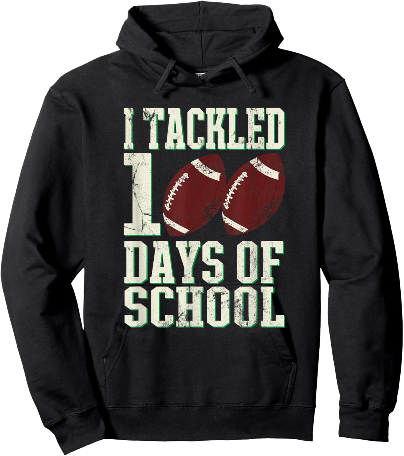 100 Days of Elementary School Gifts Shop I Tackled 100 Days Of School Football Theme Hoodie - Hoodie | Black