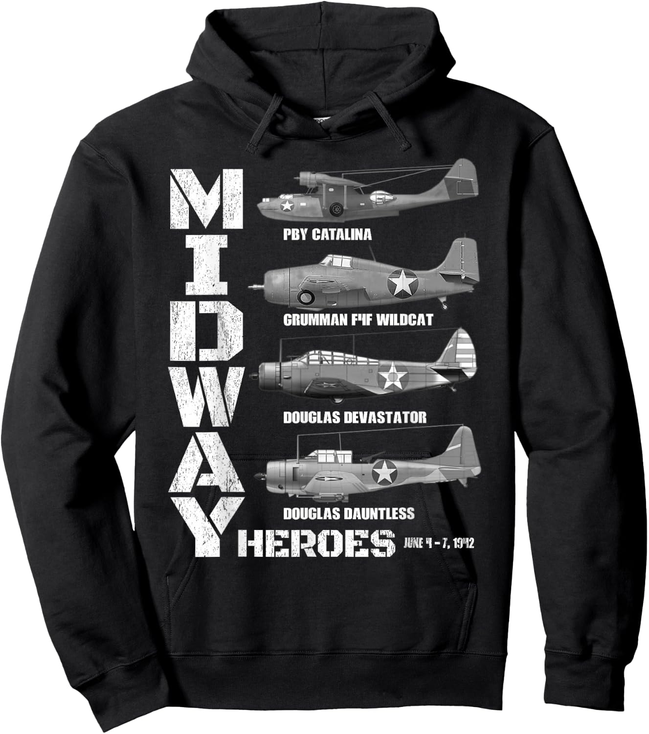 The Battle of Midway Plane Spotting American WW2 Planes Hoodie - Hoodie | Black