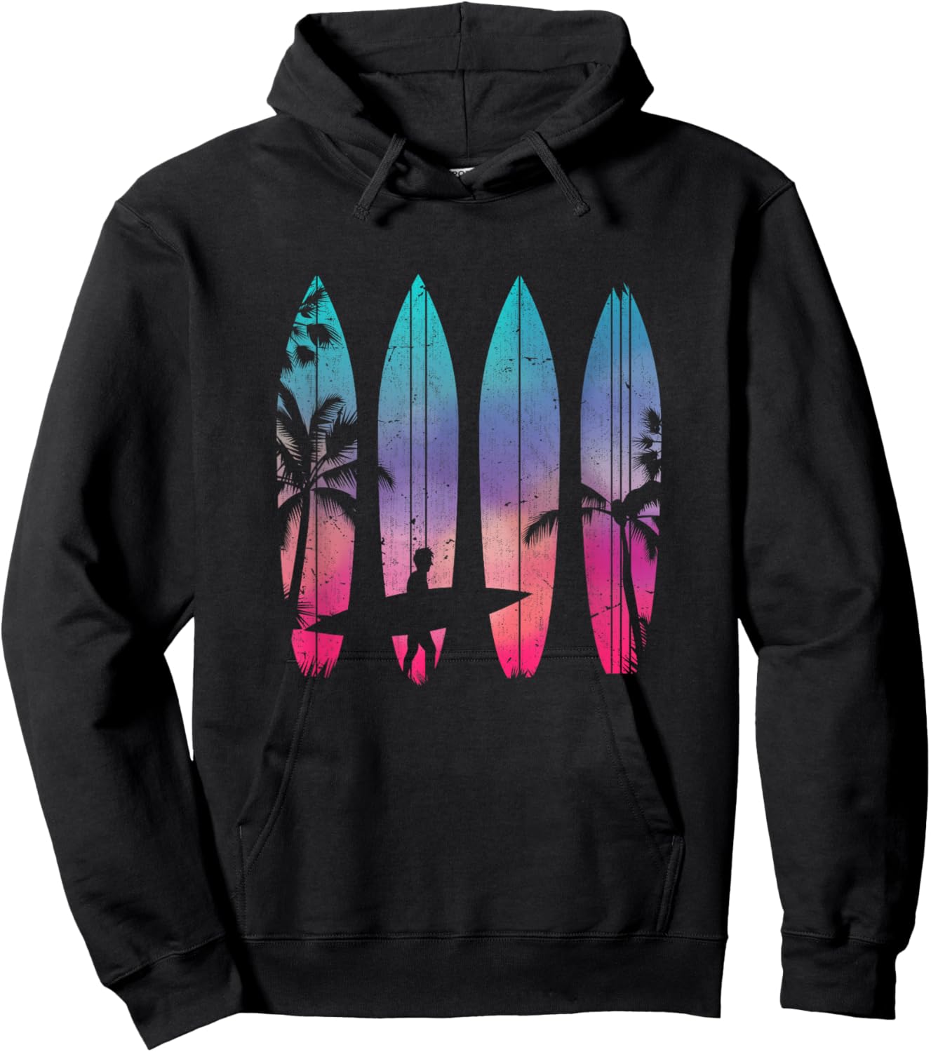 Tropical Beach Surf Surfboard Surfing Surfer Ocean Surfing Hoodie - Hoodie | Black