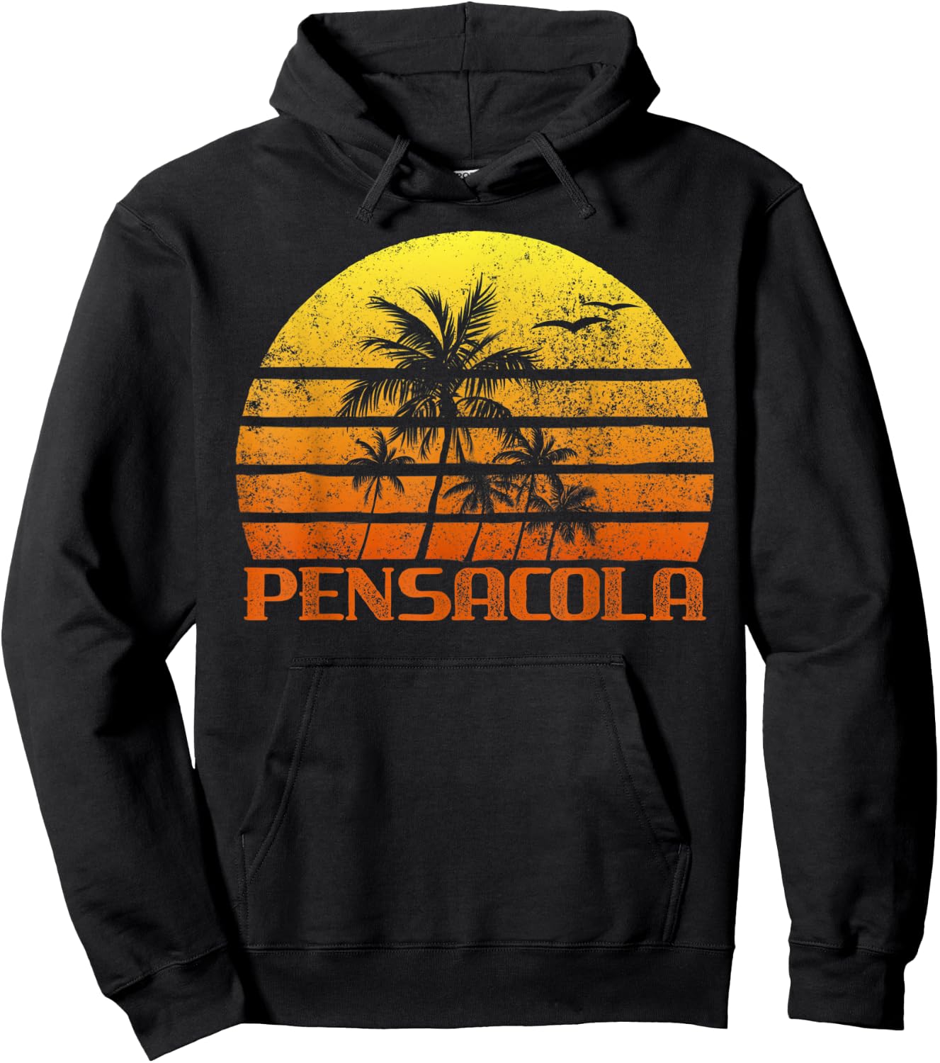 Vintage Retro Beach Vacation Pensacola FL Sunset Men Women Hoodie - Hoodie | Black