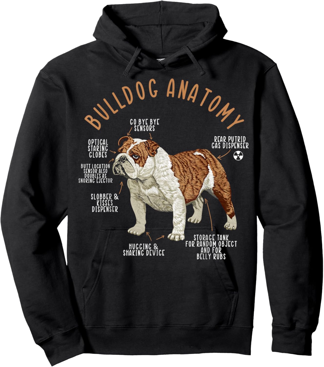 English Bulldog Anatomy Dog Biology Dog Lover Hoodie - Hoodie | Black