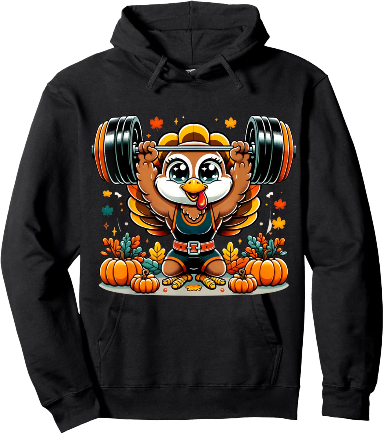 Weightlifting Turkey Thanksgiving Power Snatch Room For Pie Hoodie - Hoodie | Black