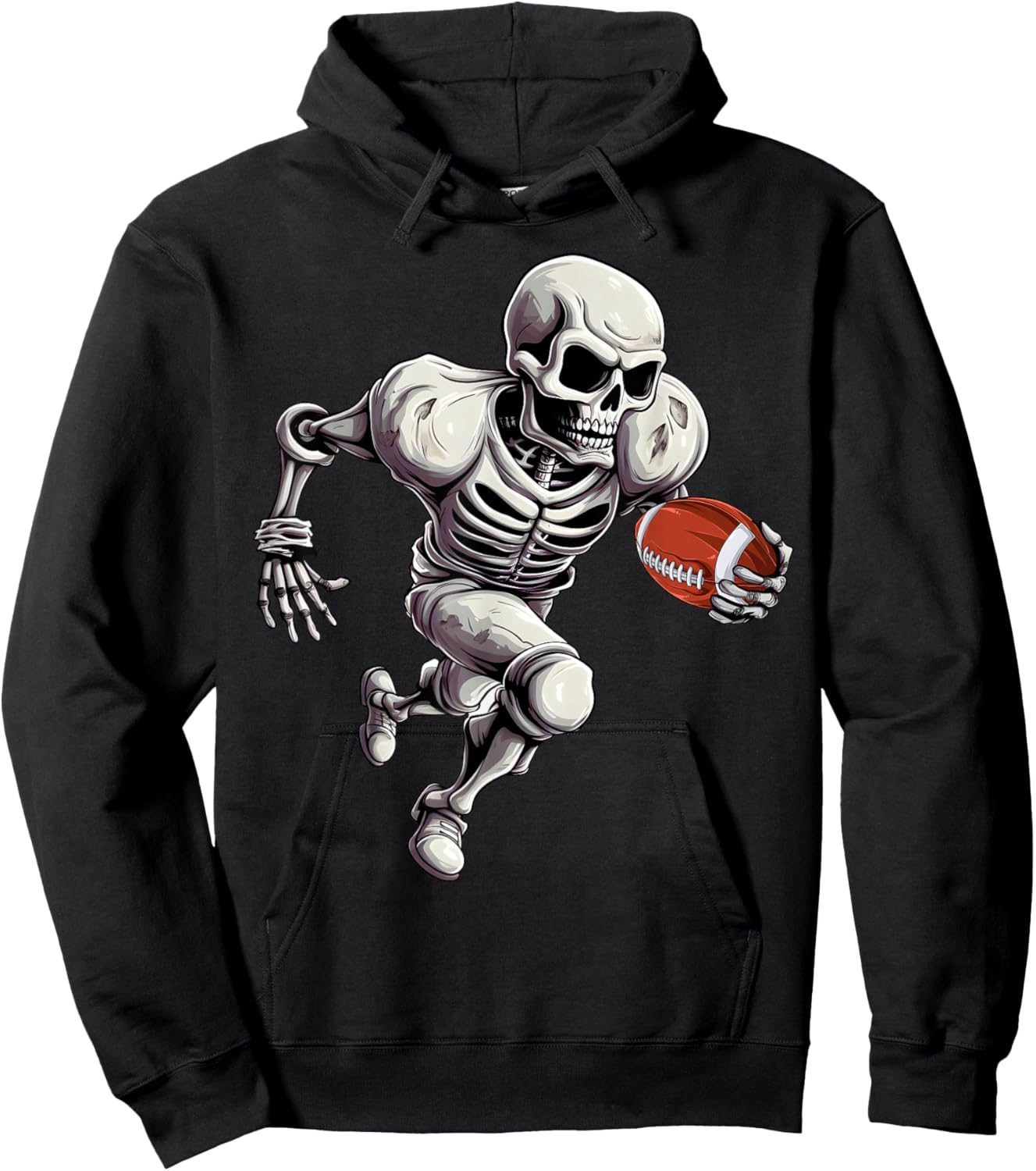 Football Skeleton Playing Football Halloween Skull Lover Hoodie - Hoodie | Black