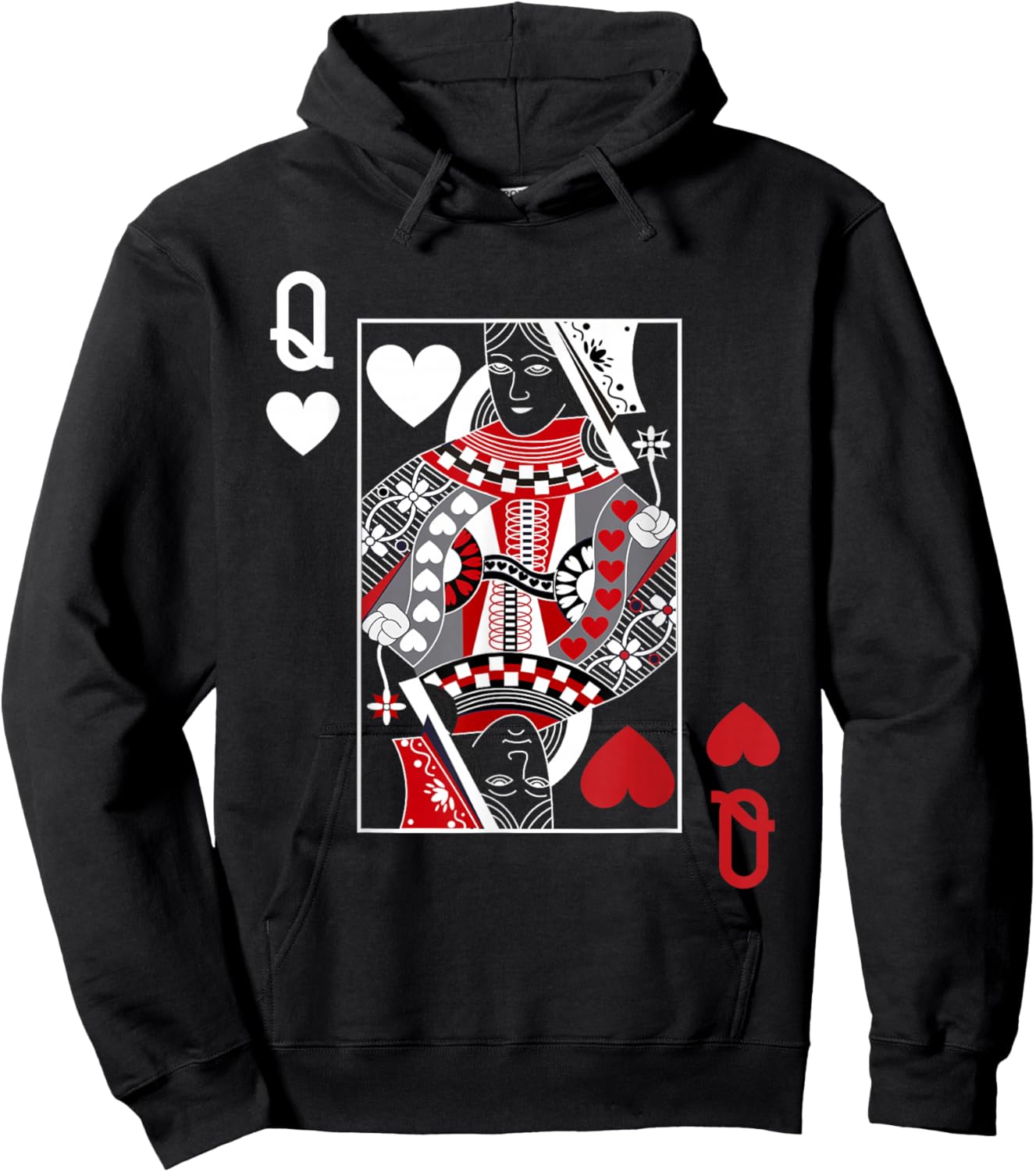 Queen of Hearts Deck of Cards Playing Cards Casino Poker Hoodie - Hoodie | Black