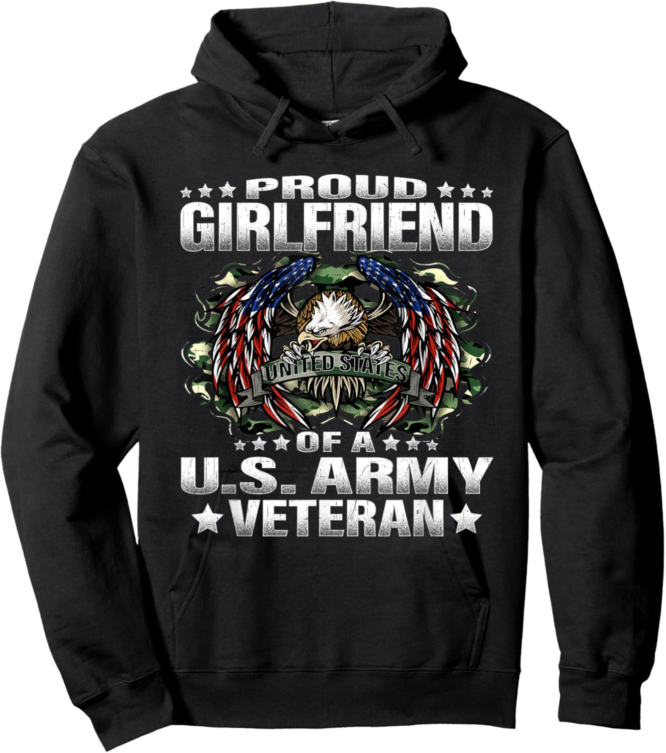 Proud Girlfriend Of A US Army Veteran Vet's Lover Gift Hoodie - Hoodie | Black