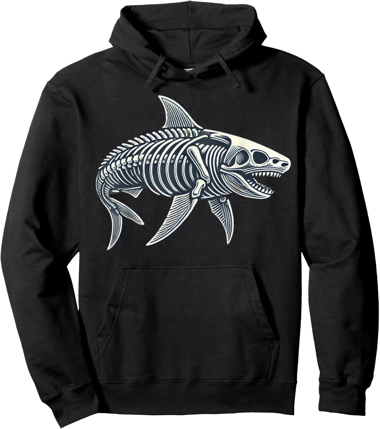 Shark Skeleton Halloween Hoodie - Hoodie | Black