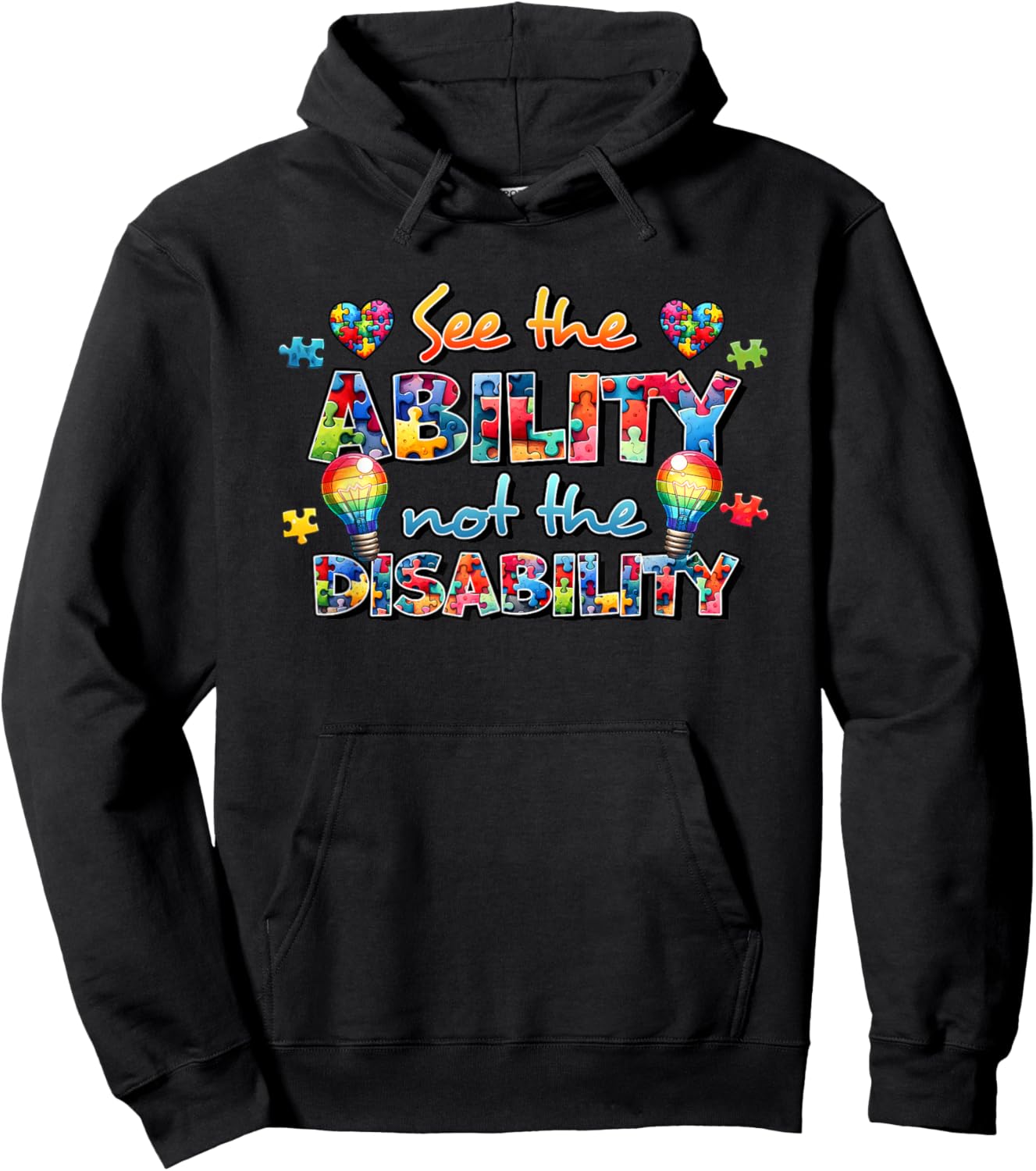 Autism Awareness Heart for Friends and Family Hoodie - Hoodie | Black