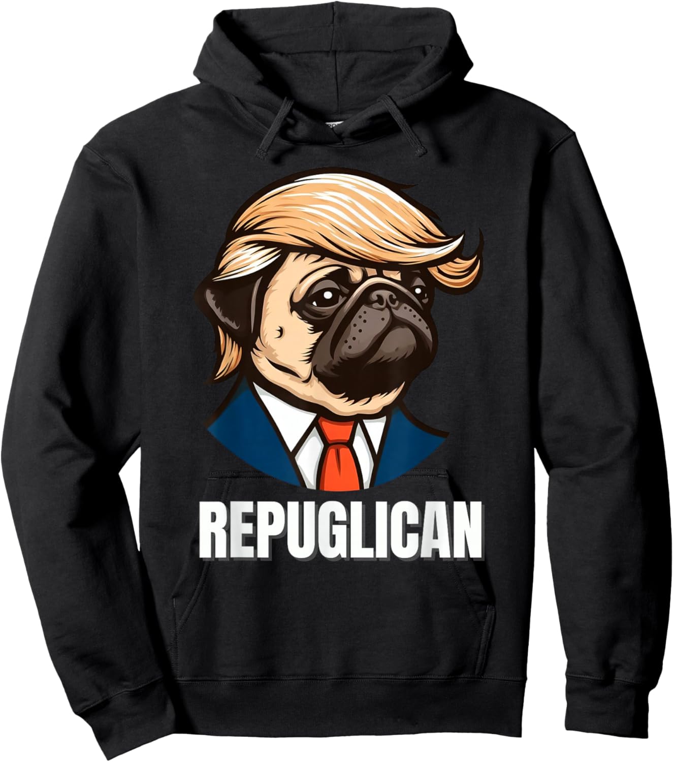 Funny Republican Pug Political Dog Repuglican Men Women Hoodie - Hoodie | Black