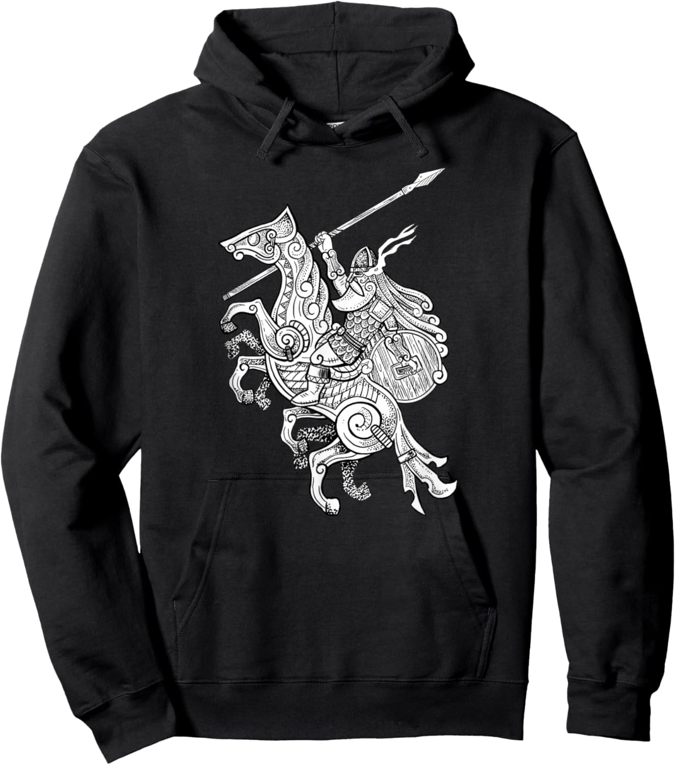 Odin on his horse shirt for vikings nordic style Hoodie - Hoodie | Black
