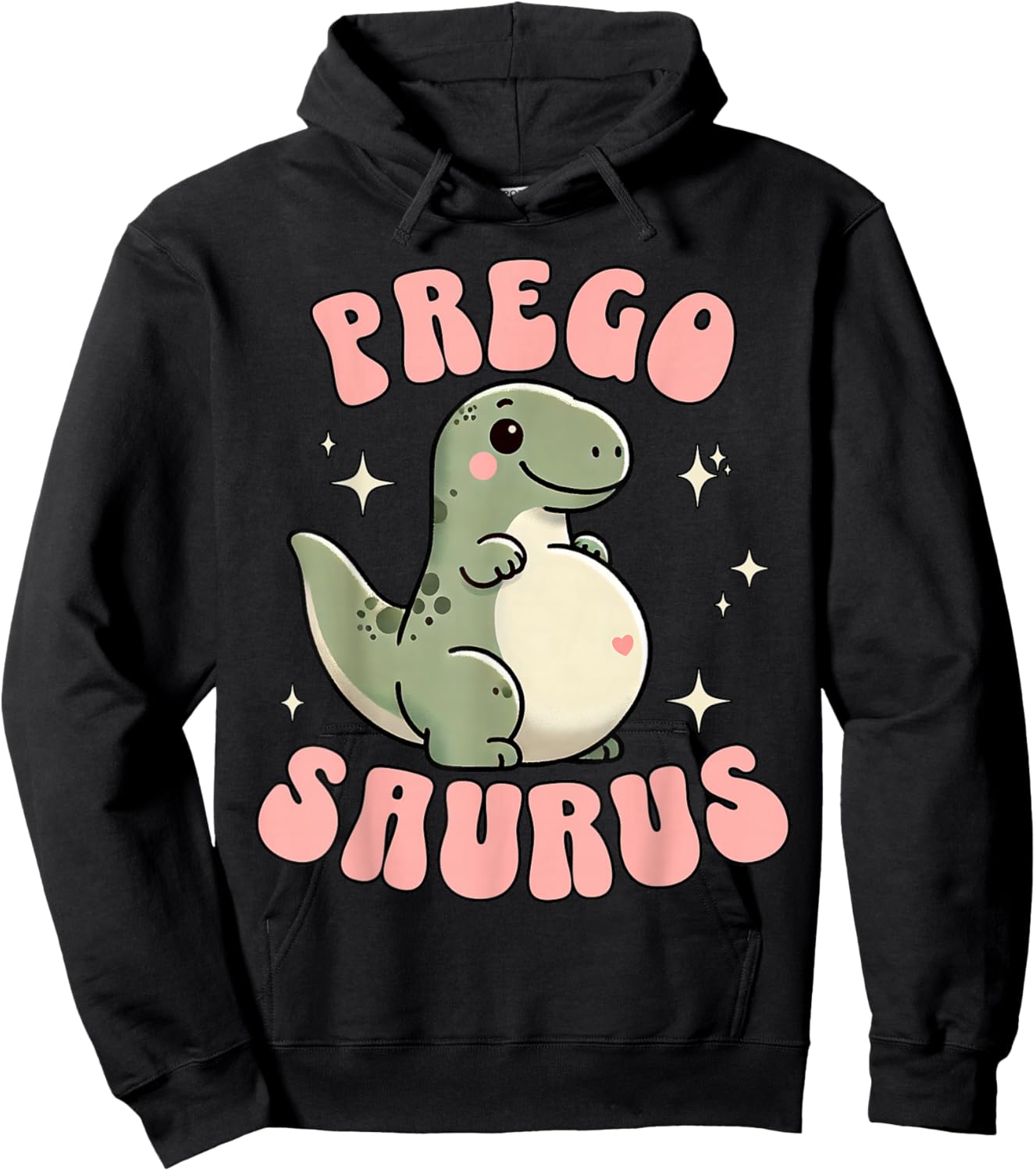 Funny Pregnant Mom Expecting Mama To Be Pregosaurus Cute Retro Mommy Dinosaur Pregnancy Announcement , Small, Black Hoodie - Hoodie | Black