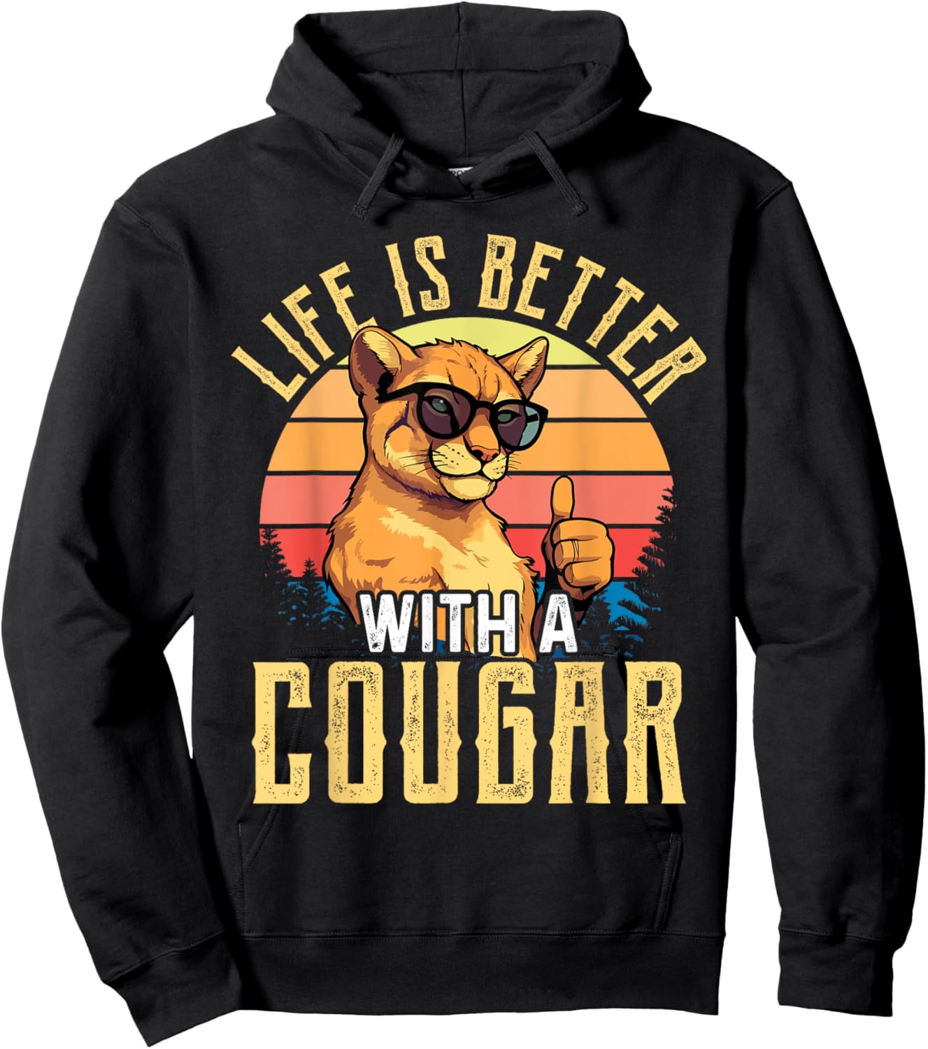Life is Better with A Cougar Shirt Funny Cougars Hoodie - Hoodie | Black