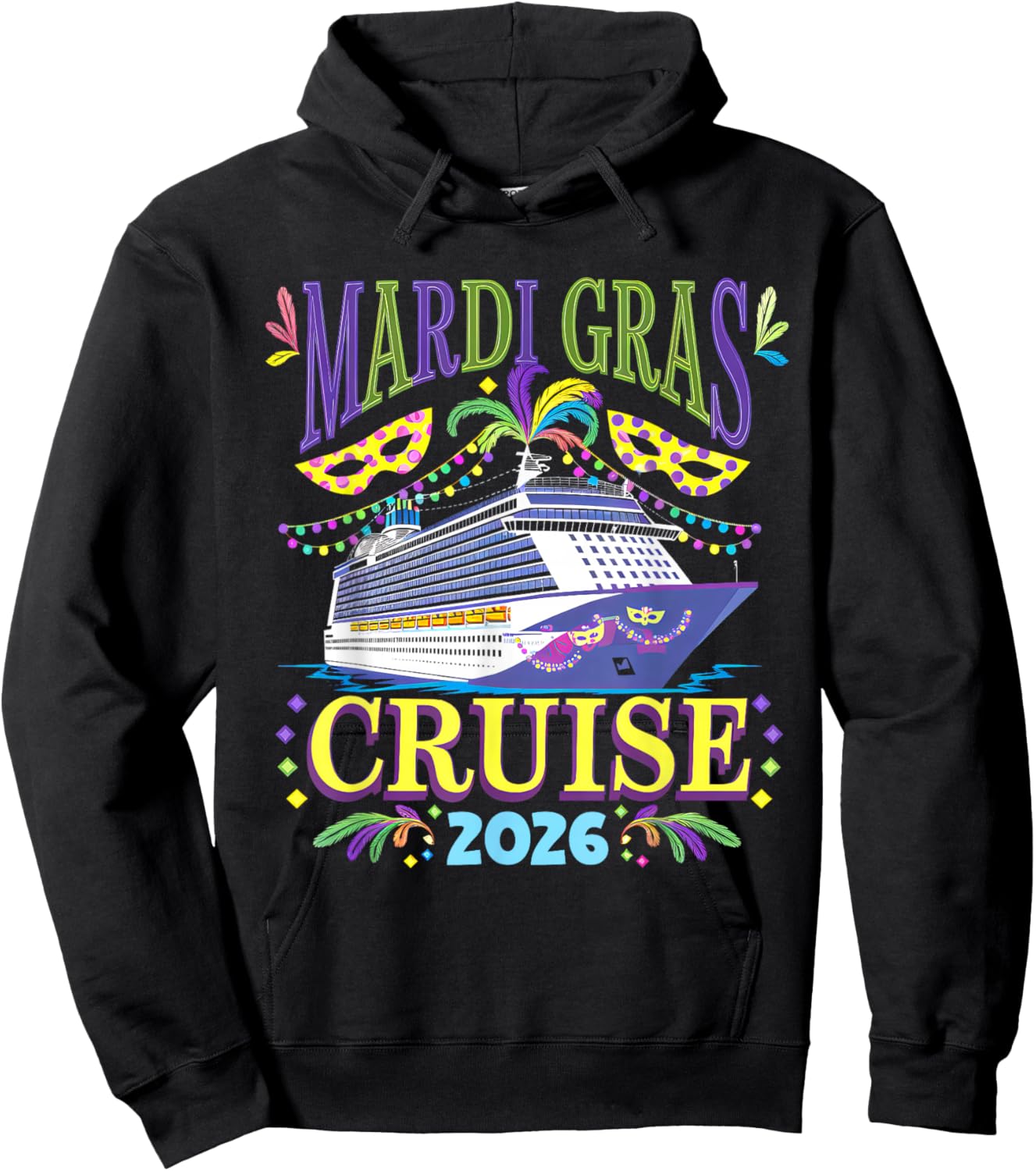 Mardi Gras Cruise 2026 Ship Family Matching Trip New Orleans Hoodie - Hoodie | Black