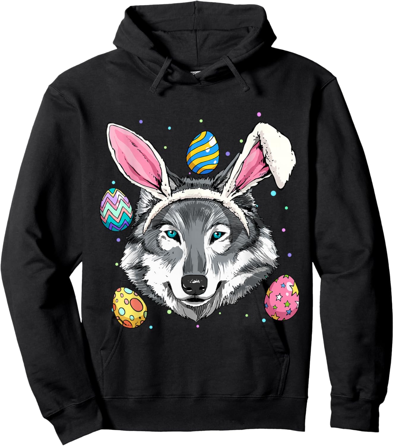 Easter Bunny Wolf Funny Easter Wolf Hoodie - Hoodie | Black