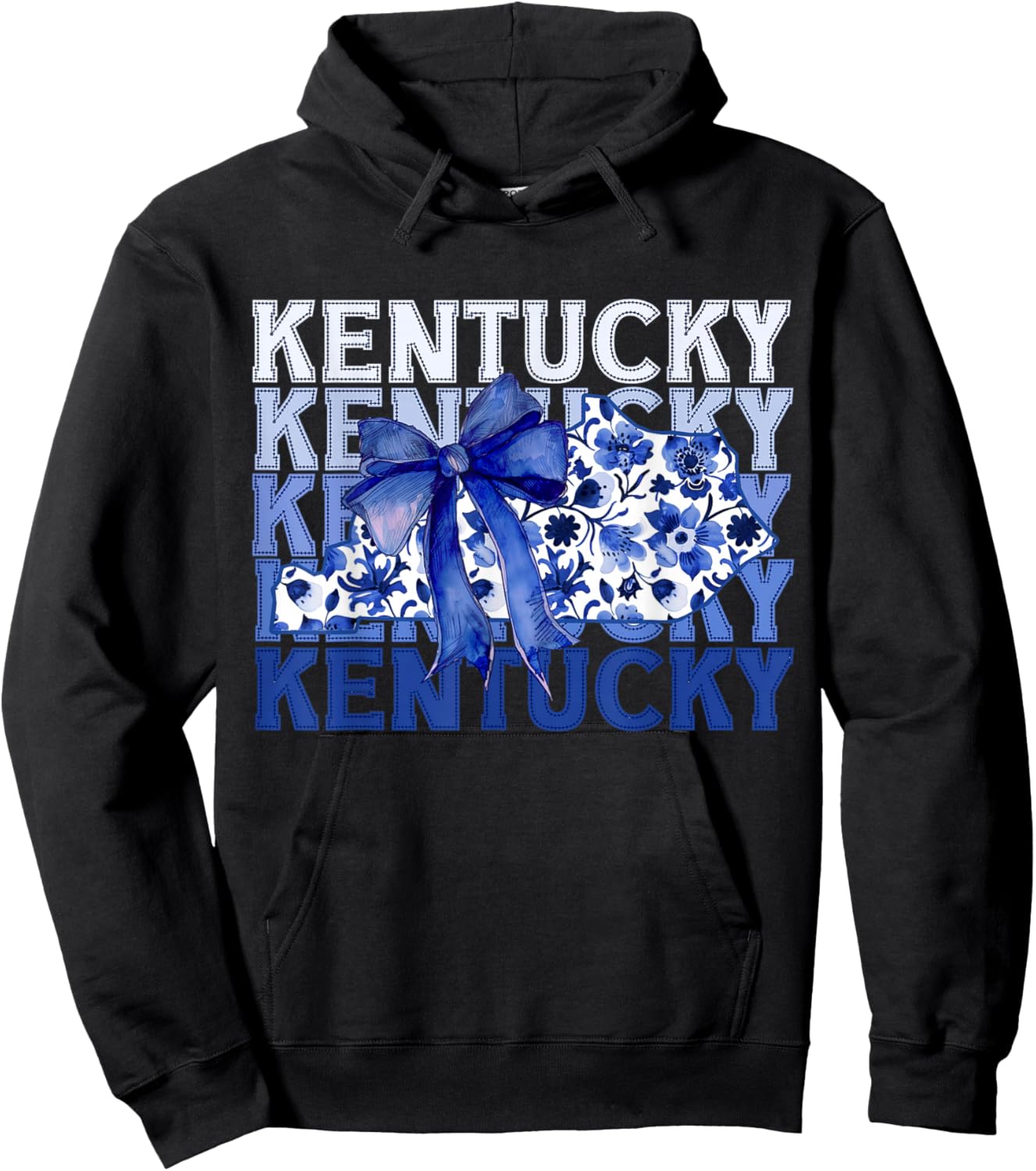 Coquette Blue Floral Bow Kentucky Hoodie - Hoodie | Black
