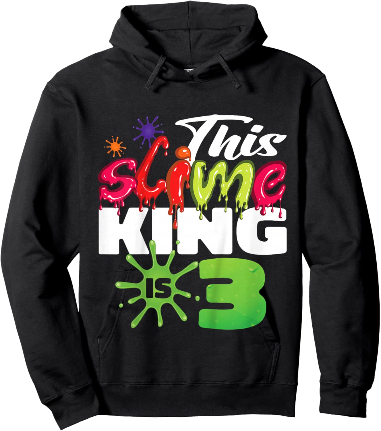 Kids This Slime King Is 3 Year Old Birthday Boy 3rd Birthday Hoodie - Hoodie | Black