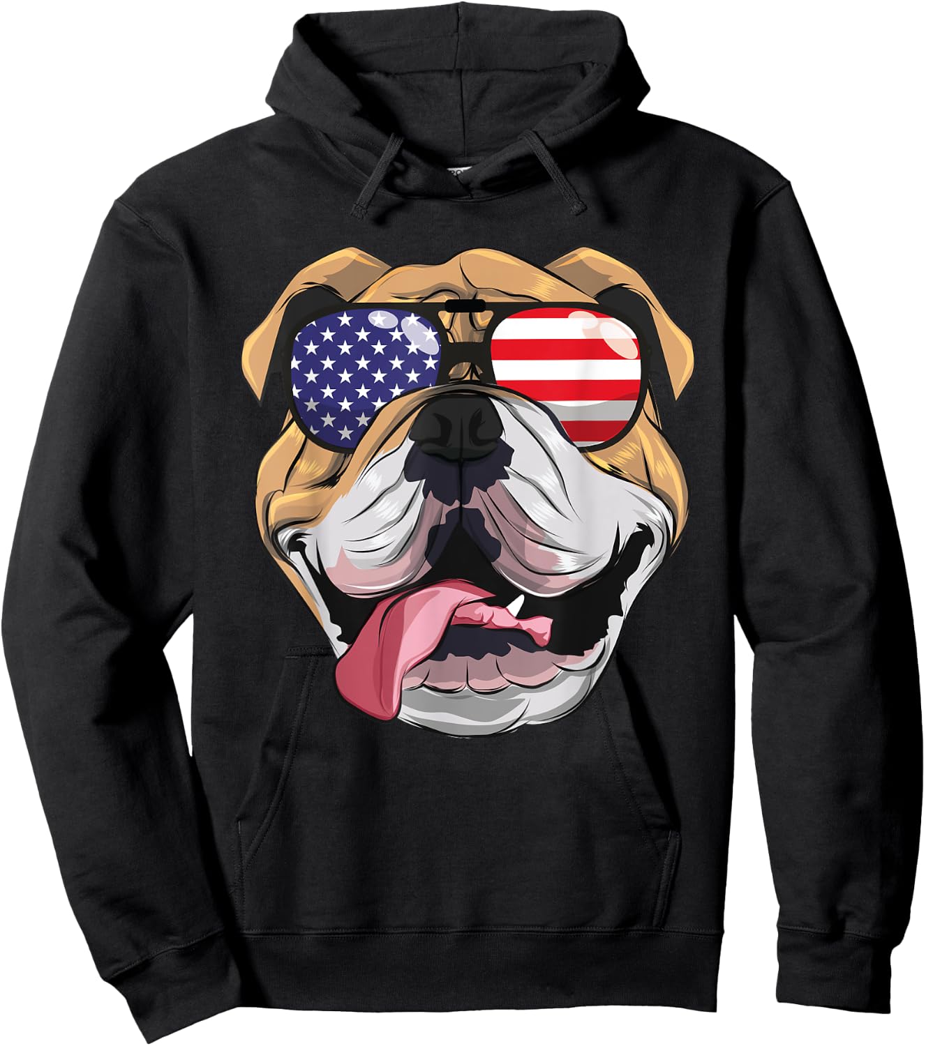 English Bulldog 4th Of July American Sunglasses USA Boys Men Hoodie - Hoodie | Black