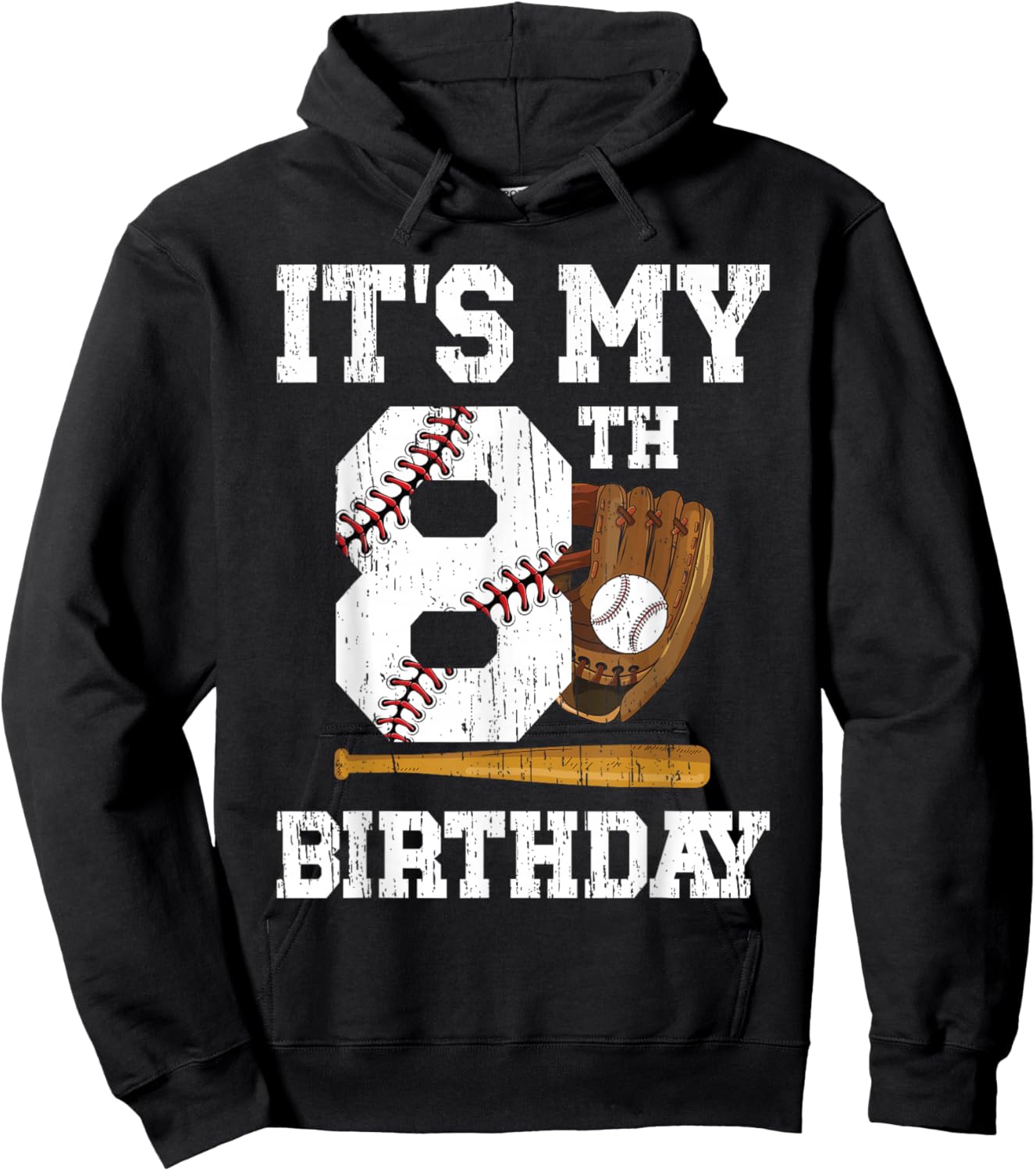 My 8th Birthday Baseball Boy Eight Year Old Baseball Player Hoodie - Hoodie | Black