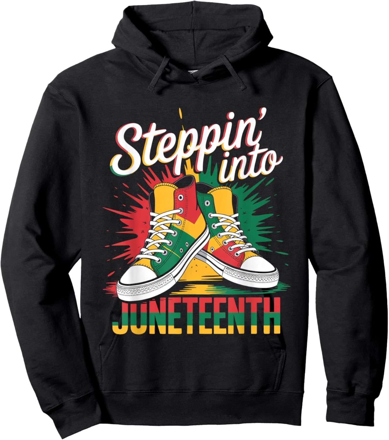 Stepping Into Juneteenth Afro Woman Black Girls Sneakers Men Hoodie - Hoodie | Black