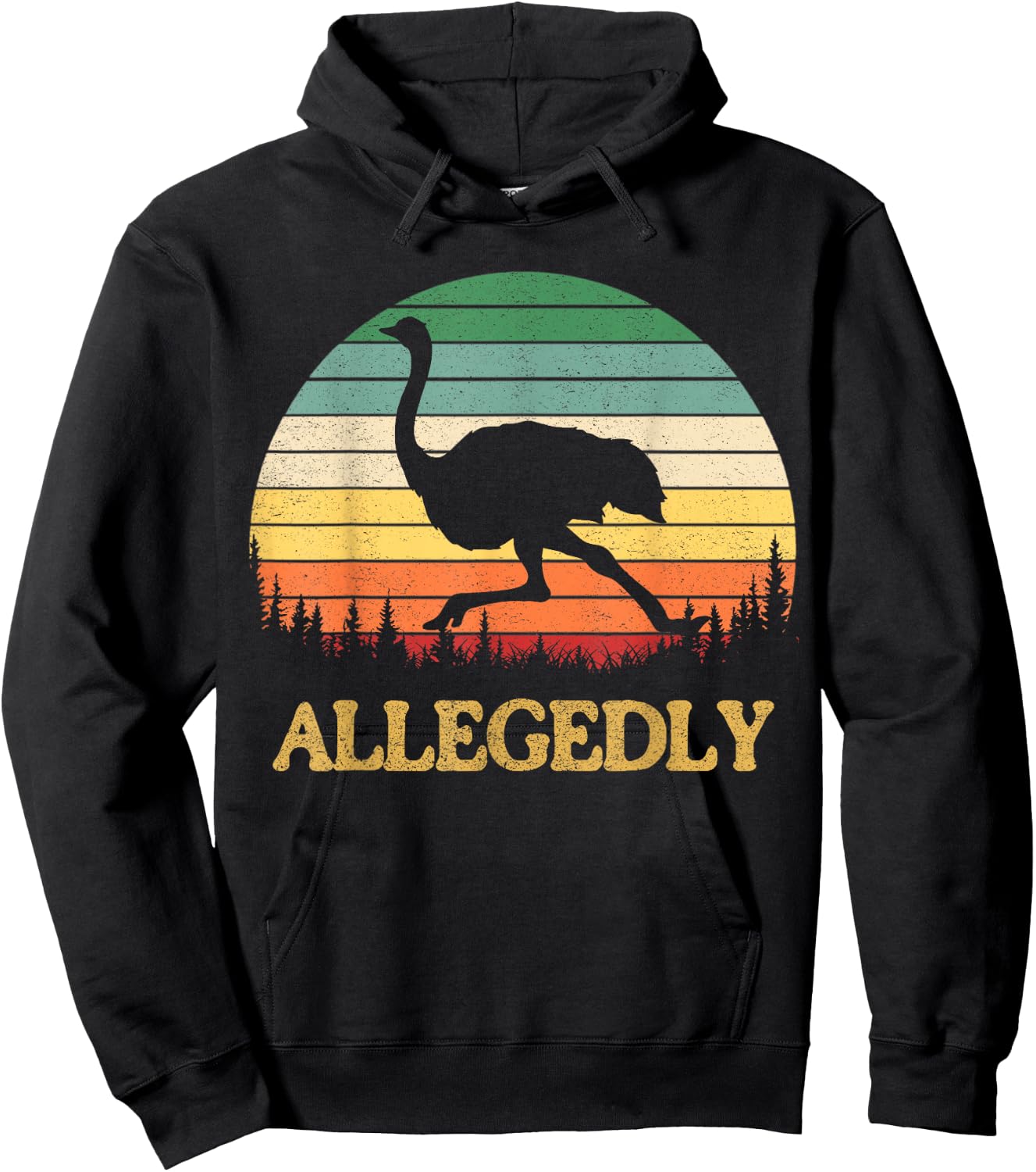 Allegedly Ostrich Shirt Gifts Men's Retro Classic Ostrich Lover Black Small Short Sleeve Classic Fit Pull On Straight Hem Hoodie - Hoodie | Black