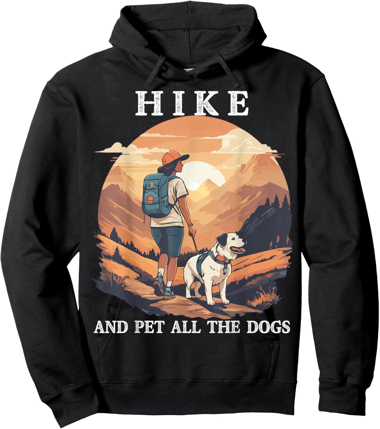 Hike And Pet All The Dogs Funny Hiking Dog Mom Hiker Women Kids Hoodie - Hoodie | Black
