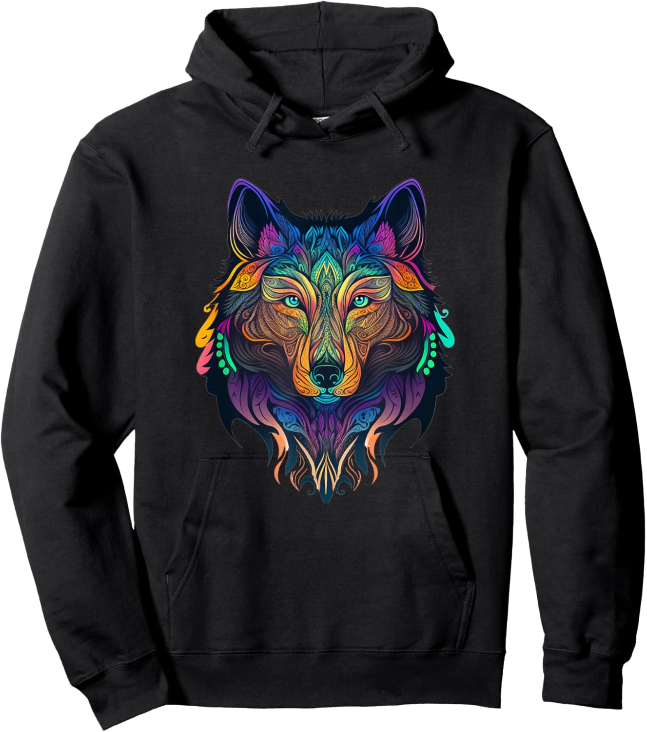 Wolf Lover Shirt Amazing Color Tribal Animal Face Wolf Hoodie - Hoodie | Black