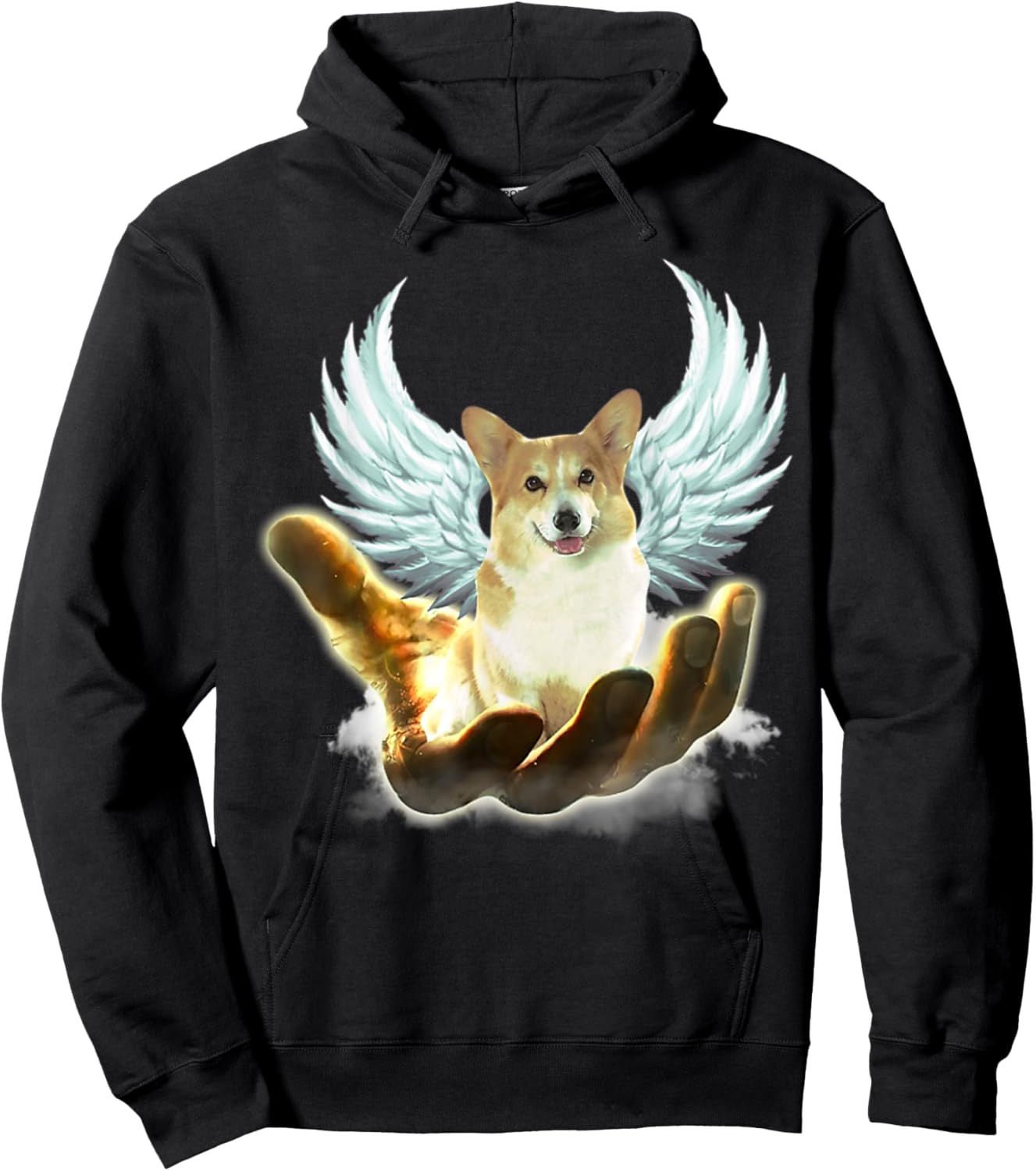 Angel Corgi Golden Hand Heaven Wings God Hoodie - Hoodie | Black