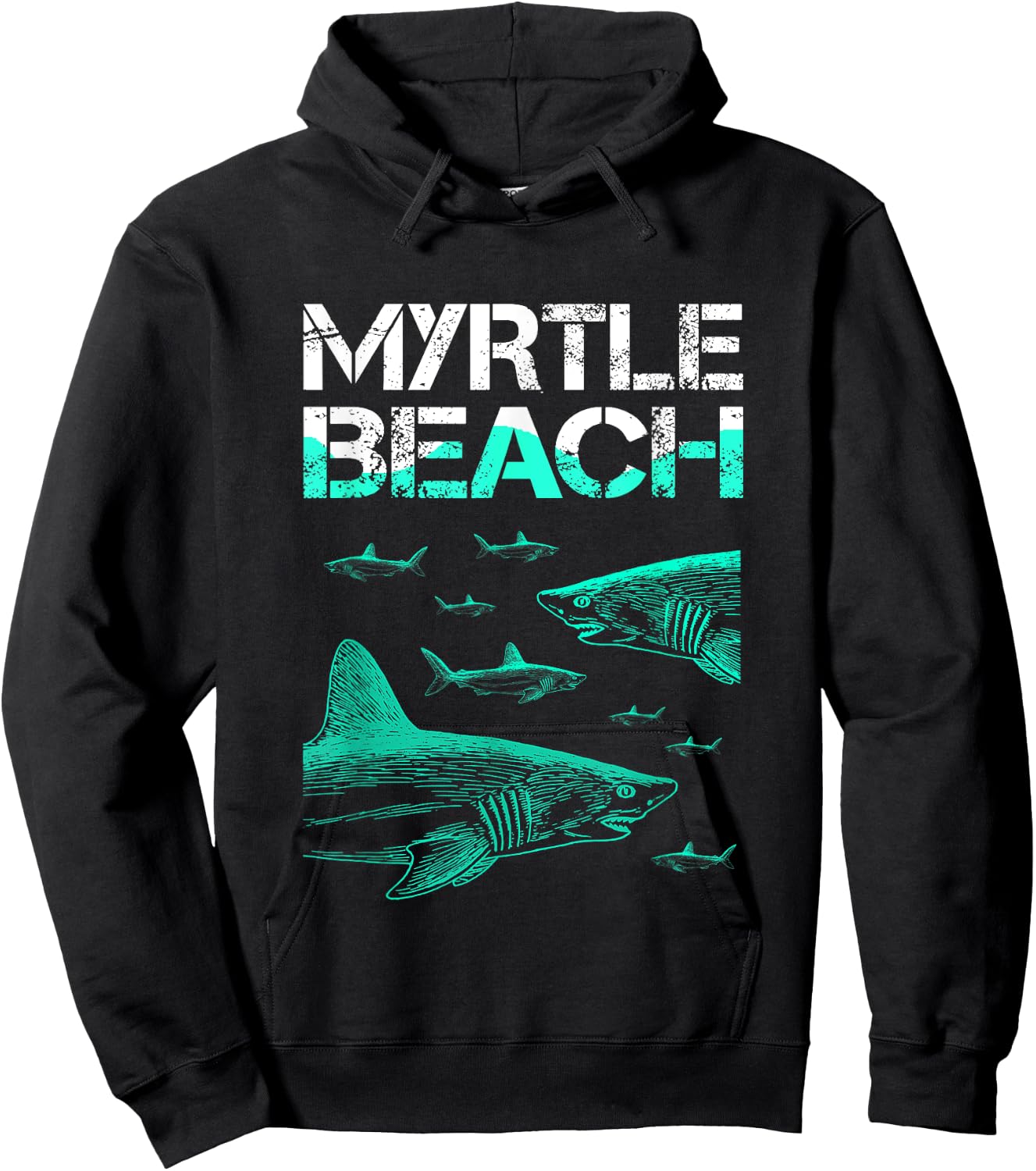 Myrtle Beach Shark Men Women Girls Kids Hoodie - Hoodie | Black
