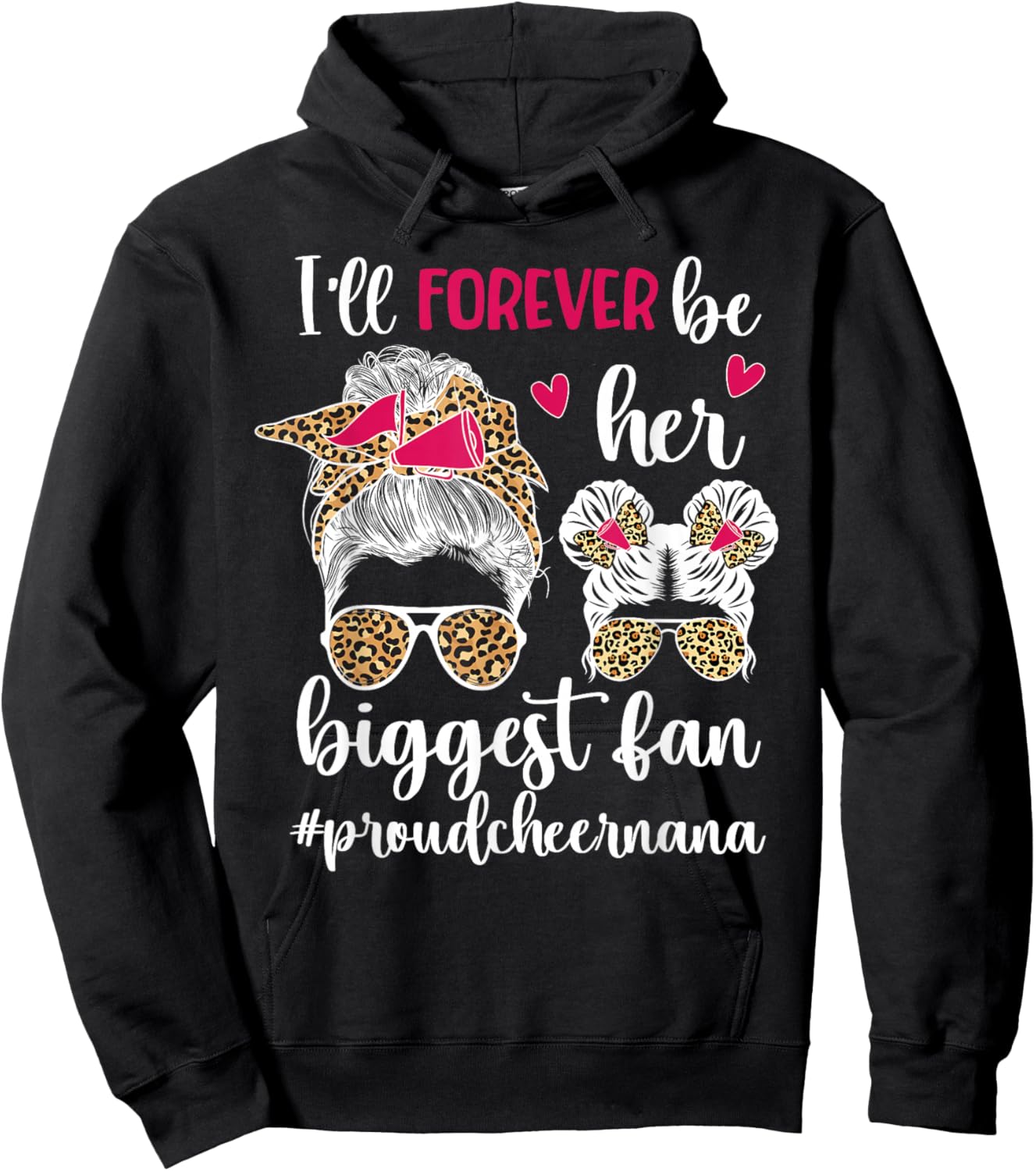 Her Biggest Fan Cheer Nana Grandma of A Cheerleader Nana Hoodie - Hoodie | Black
