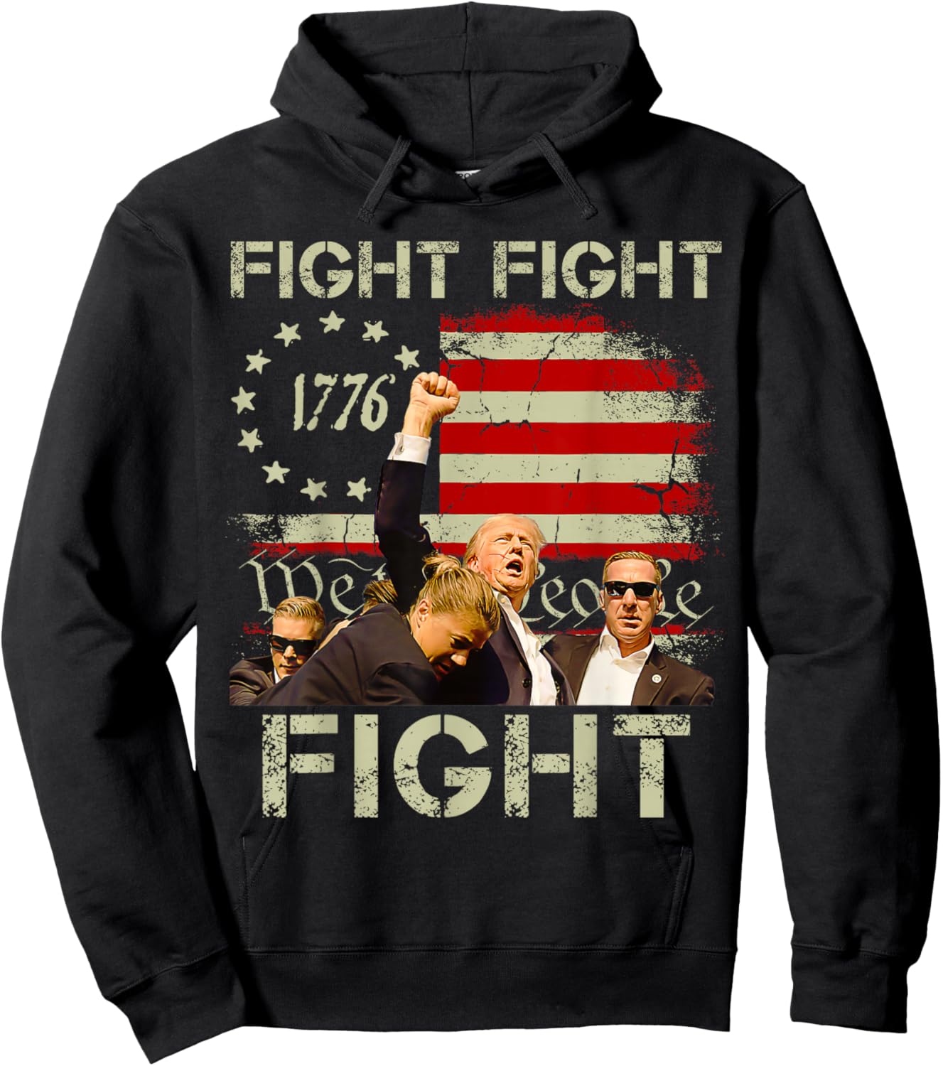 Trump Fight Fight Fight Trump Signals To Americans to Fight Hoodie - Hoodie | Black