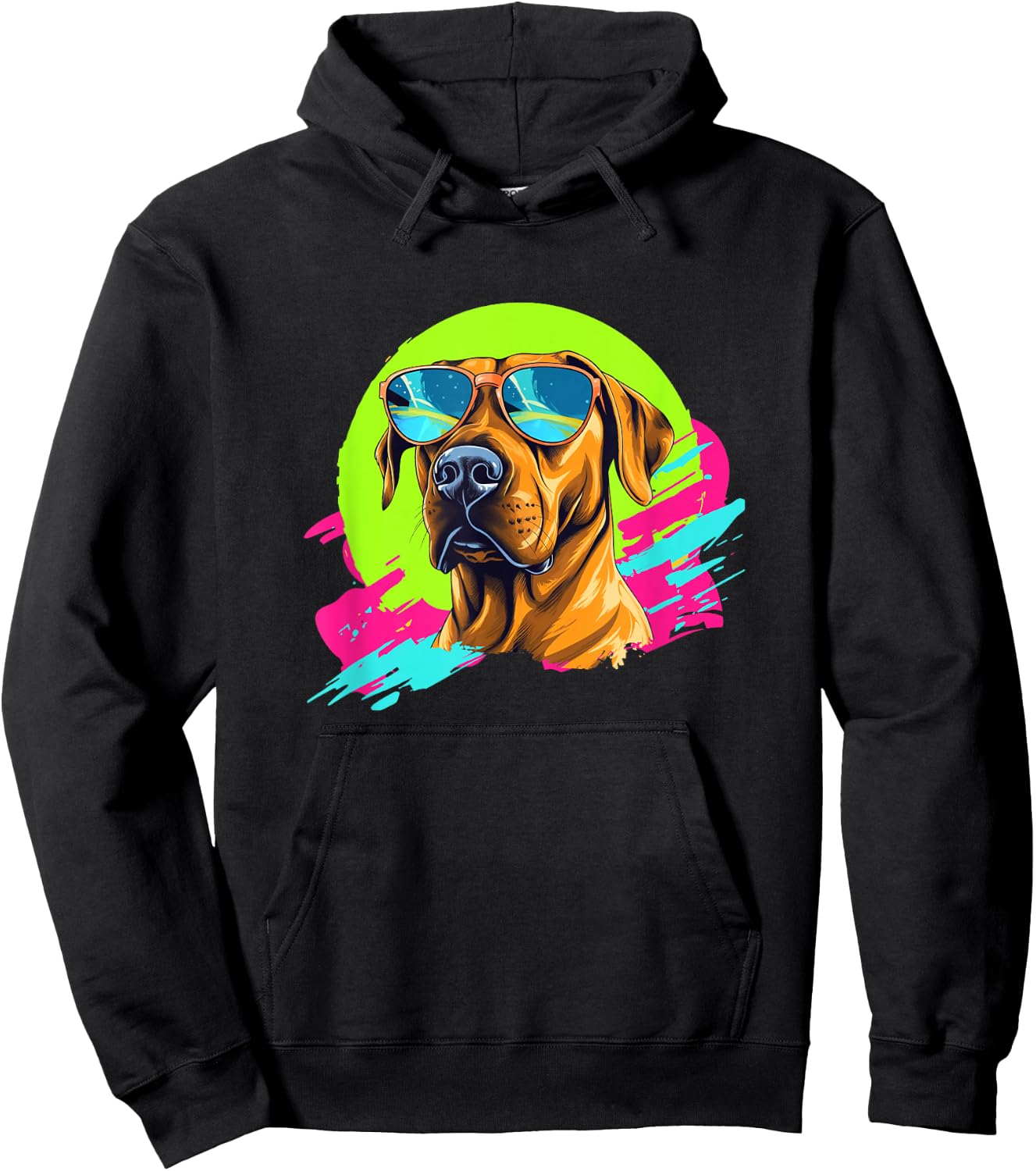 Funny Retro Vintage 80s Rhodesian Ridgeback Ridgie Lover Hoodie - Hoodie | Black