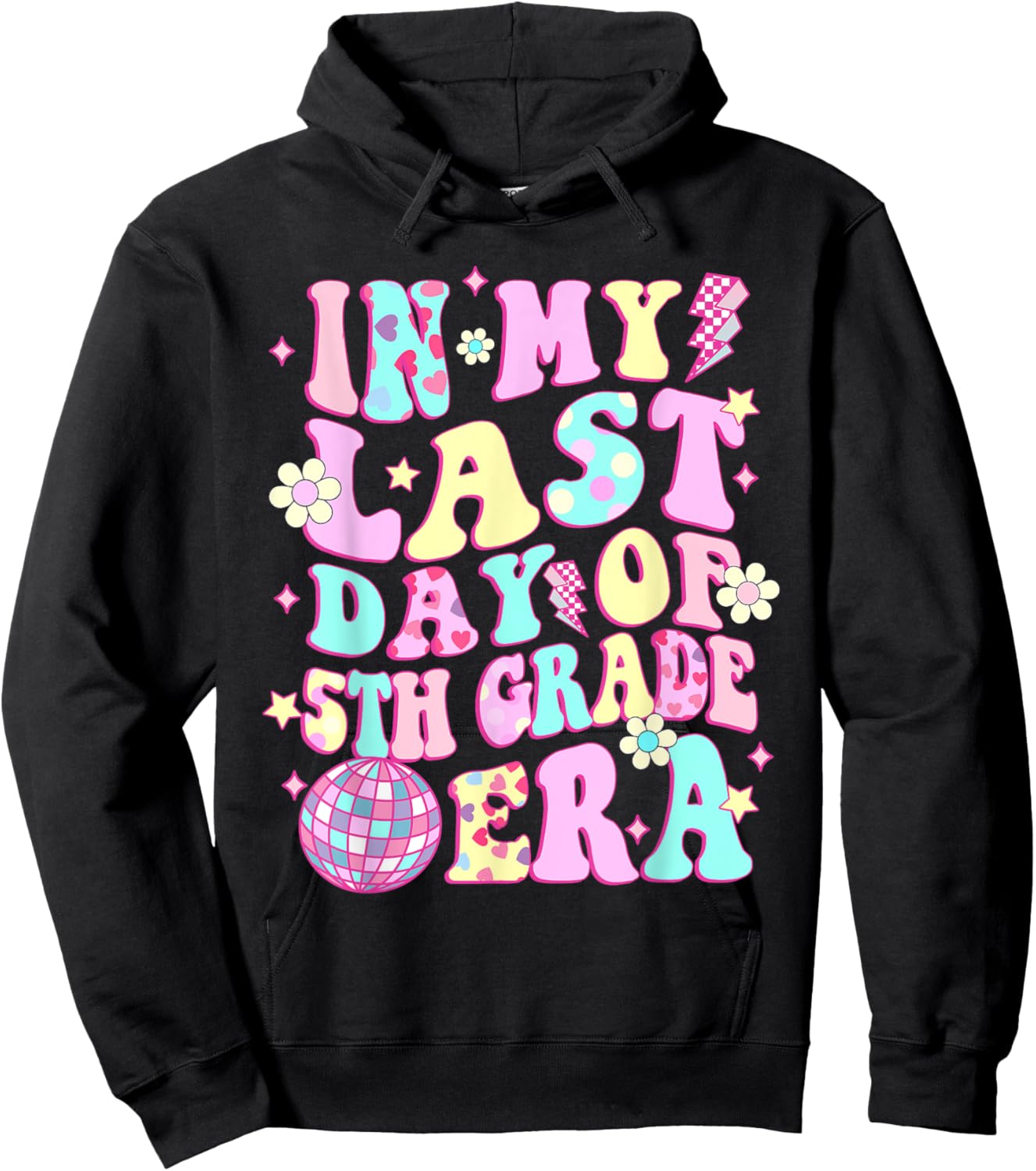 In My Last Day 5th Grade Era Smile Face Last Day of School Hoodie - Hoodie | Black