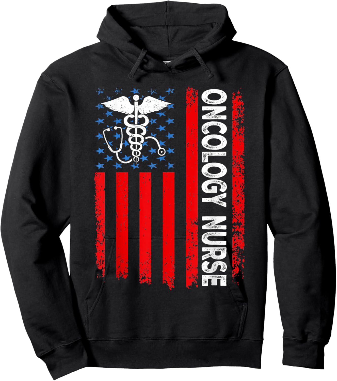 Oncology Nurse American Flag Patriotic Oncology 4th of July Men Hoodie - Hoodie | Black