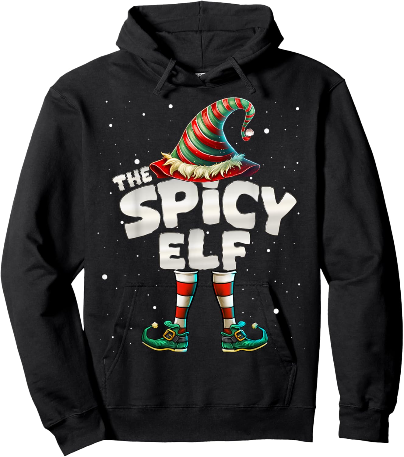 Spicy Elf Family Matching Group Christmas Hoodie - Hoodie | Black