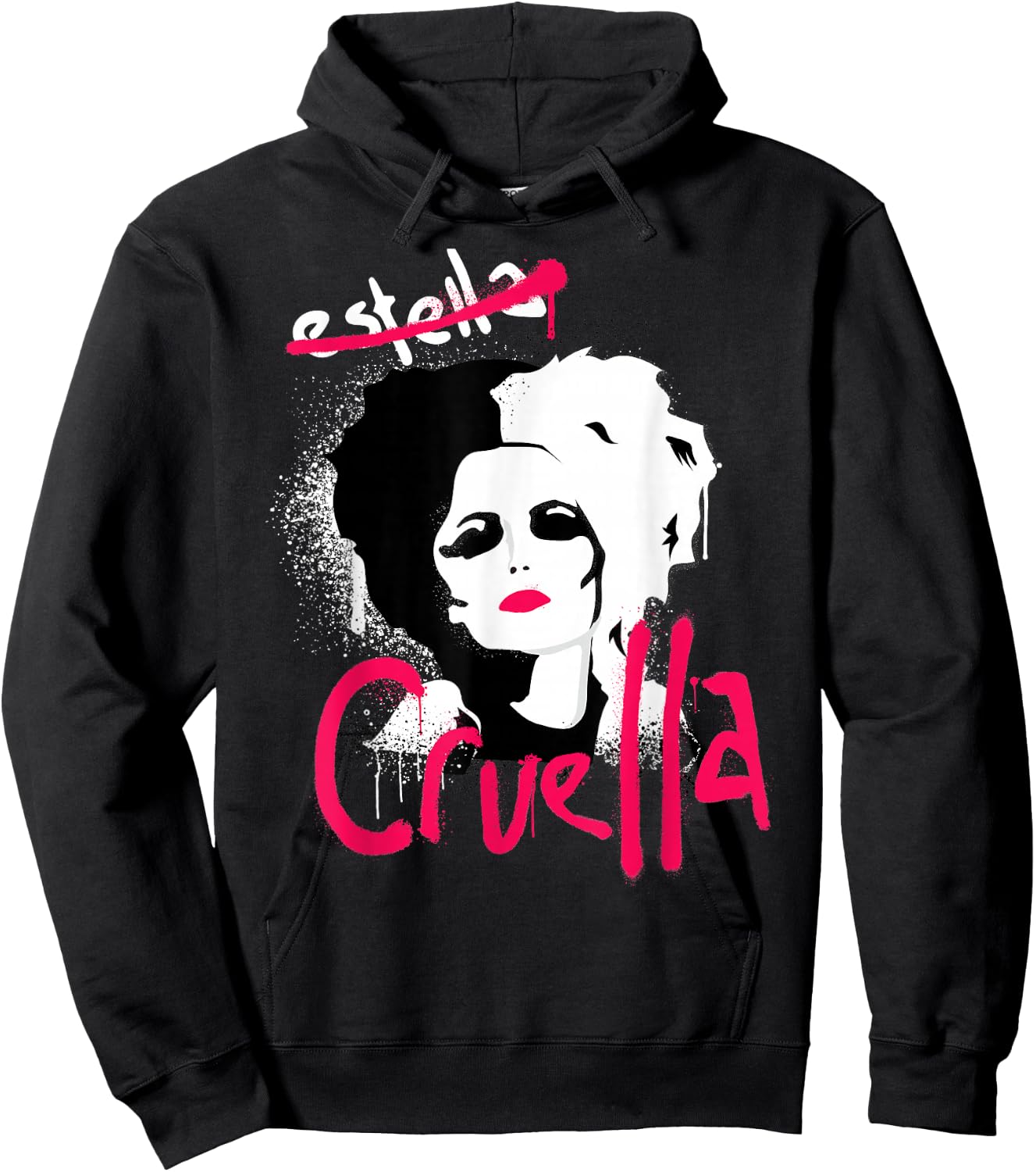 Disney Cruella Estella Punk Rock Spray Paint Hoodie - Hoodie | Black